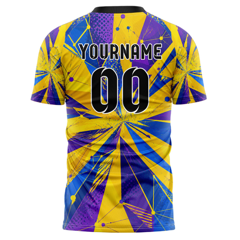 Gelb lebendiges abstrakte Linien Network Web Design 12-0607 individuelles Fußballtrikot back
