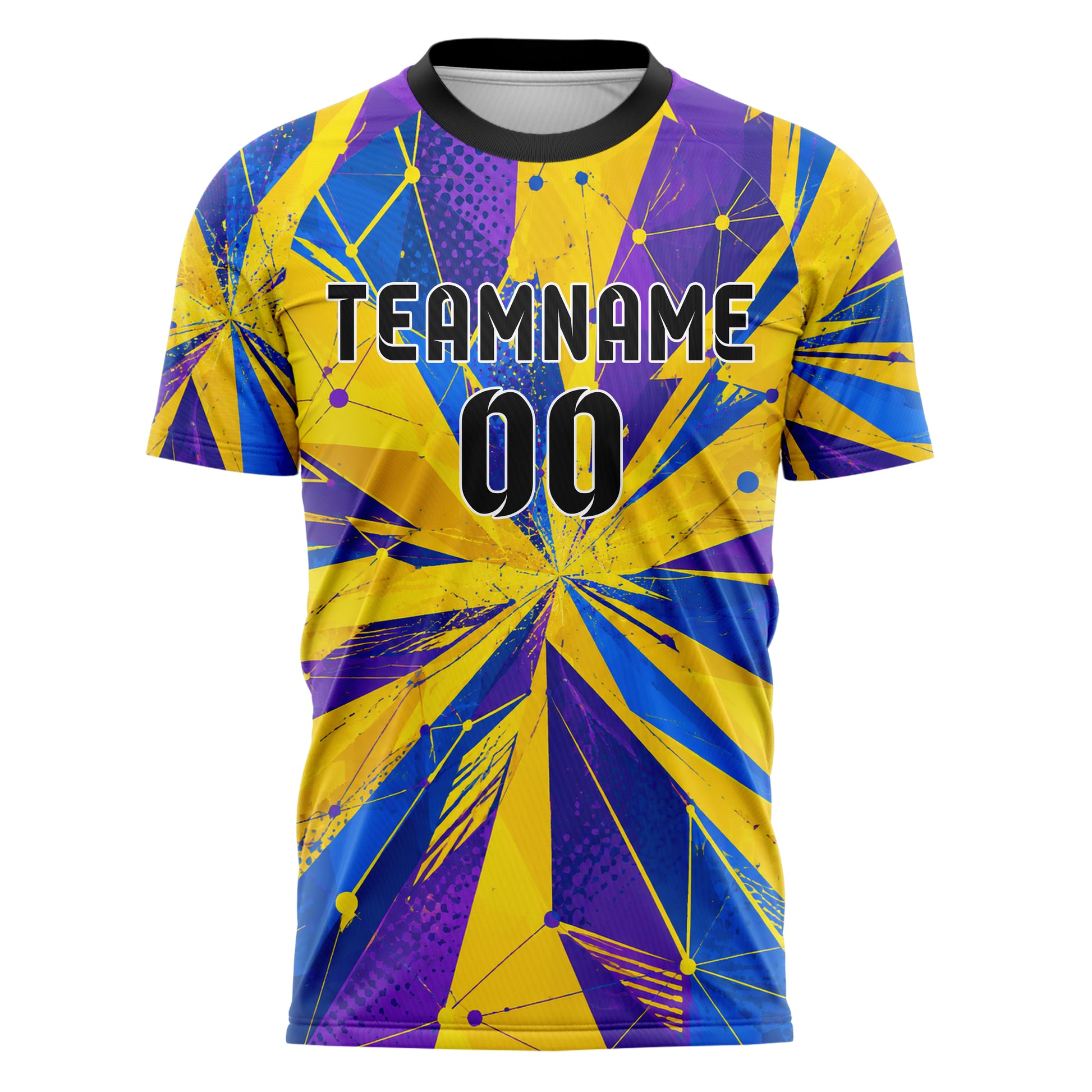 Gelb lebendiges abstrakte Linien Network Web Design 12-0607 individuelles Fußballtrikot front