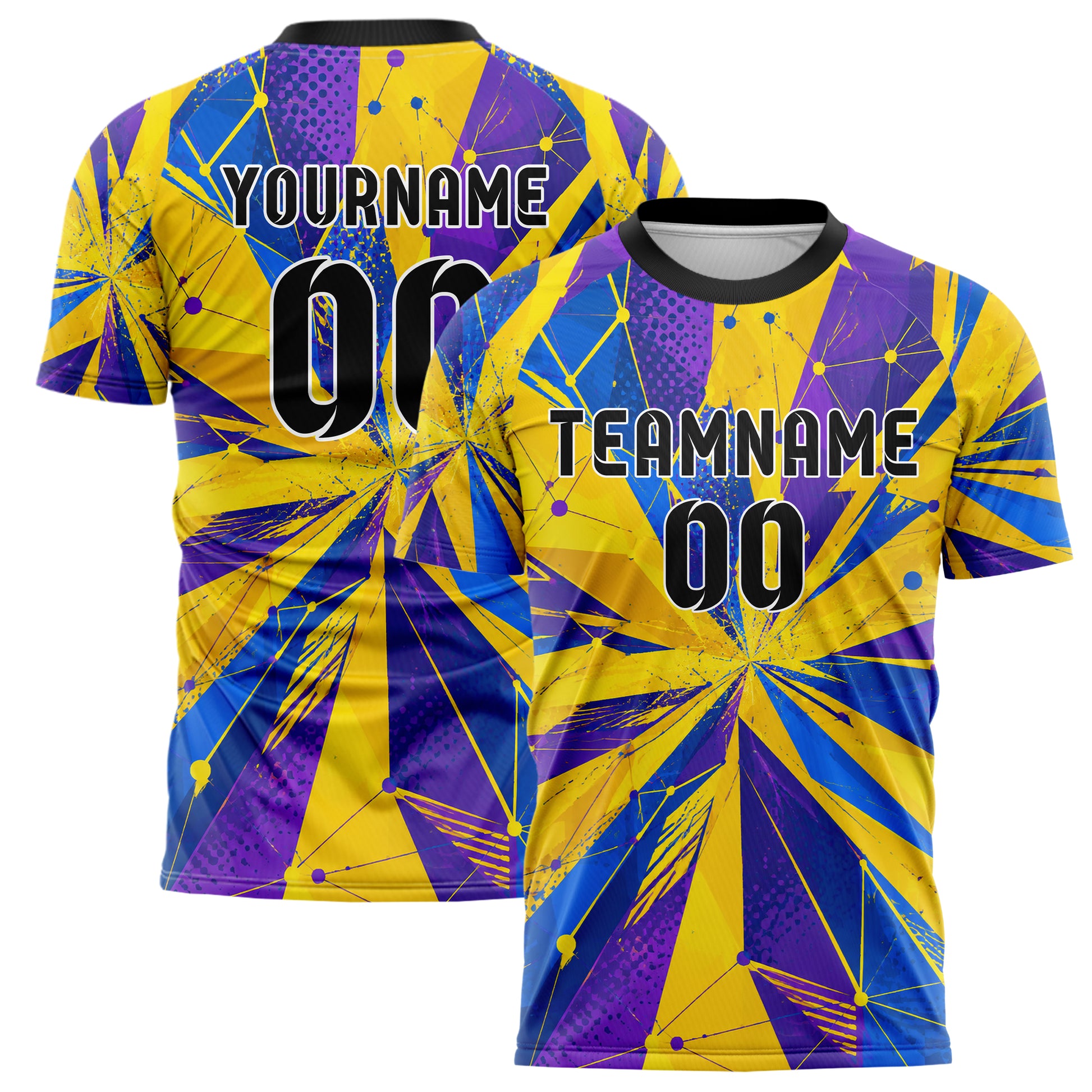 Gelb lebendiges abstrakte Linien Network Web Design 12-0607 individuelles Fußballtrikot main