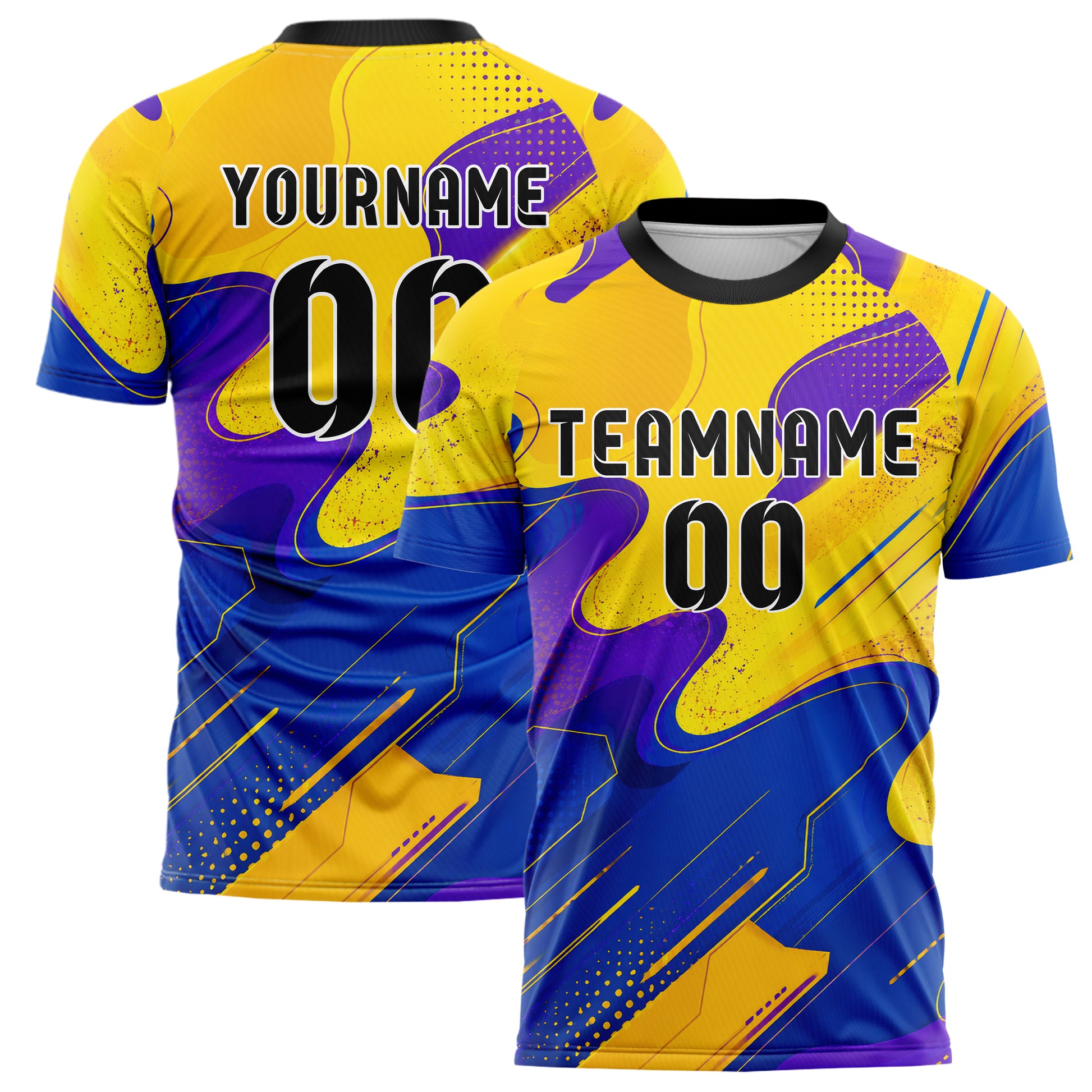 Gelb lebendiges abstrakte Linien Organic Blobs Outline Design 12-0052 individuelles Fußballtrikot main