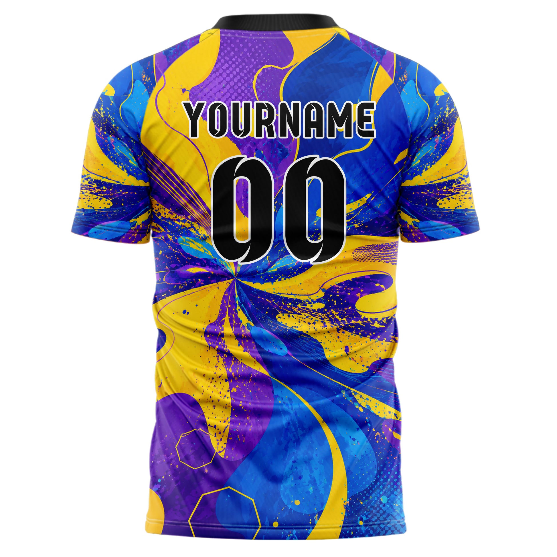 Gelb lebendiges abstrakte Linien Organic Blobs Outline Design 12-0172 individuelles Fußballtrikot back