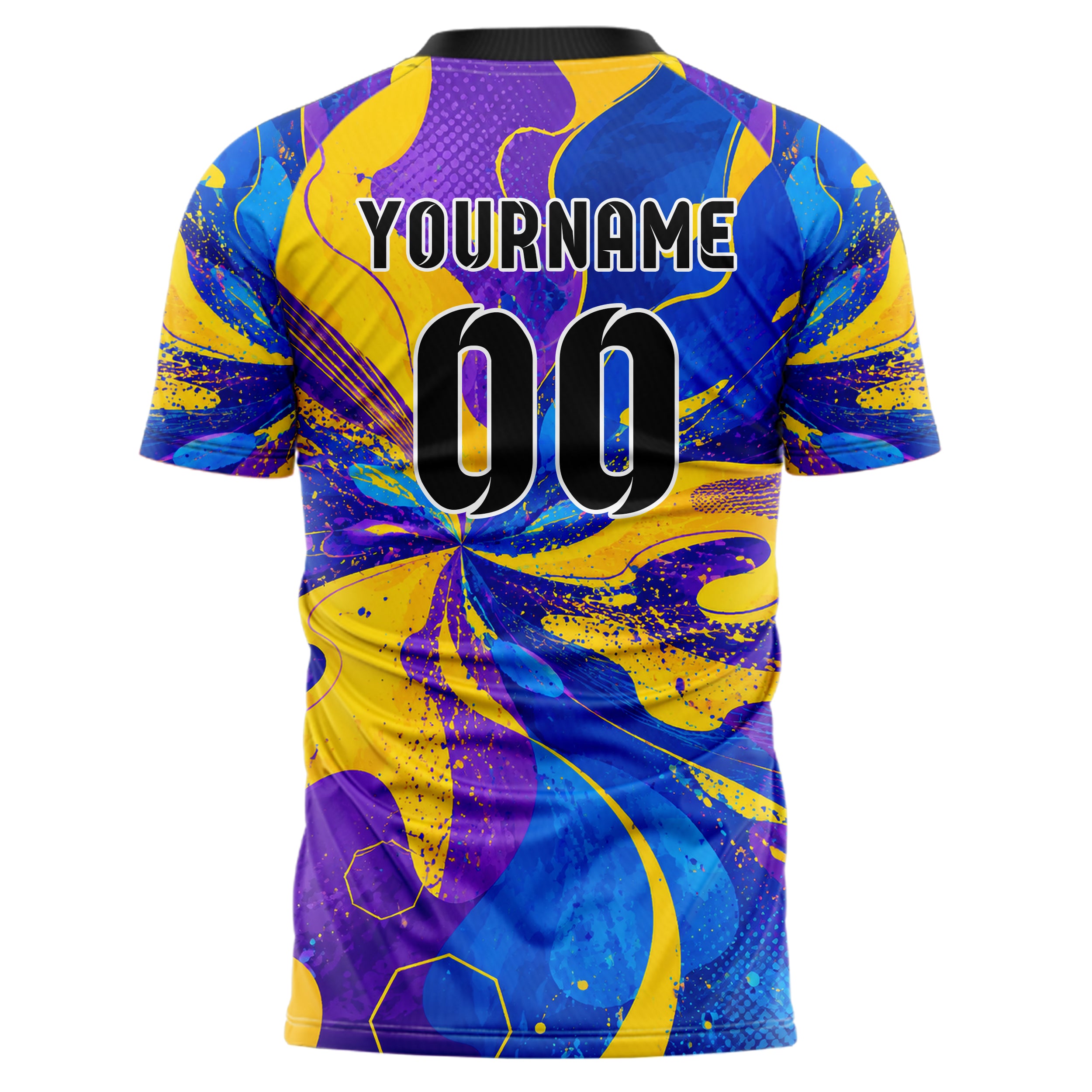 Gelb lebendiges abstrakte Linien Organic Blobs Outline Design 12-0172 individuelles Fußballtrikot back
