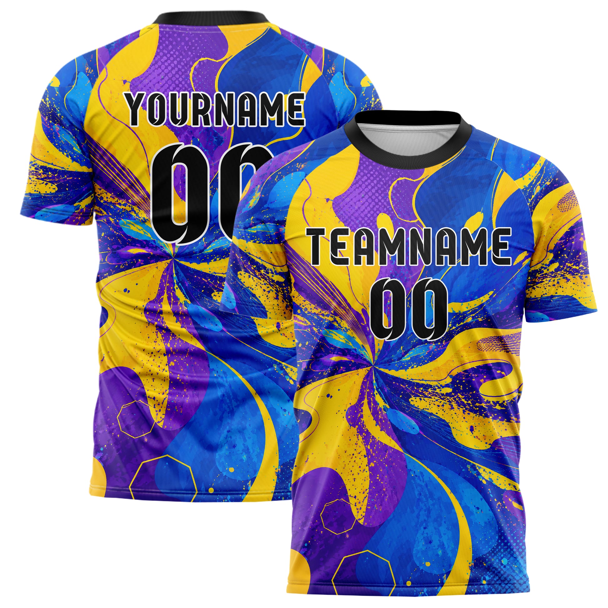 Gelb lebendiges abstrakte Linien Organic Blobs Outline Design 12-0172 individuelles Fußballtrikot main
