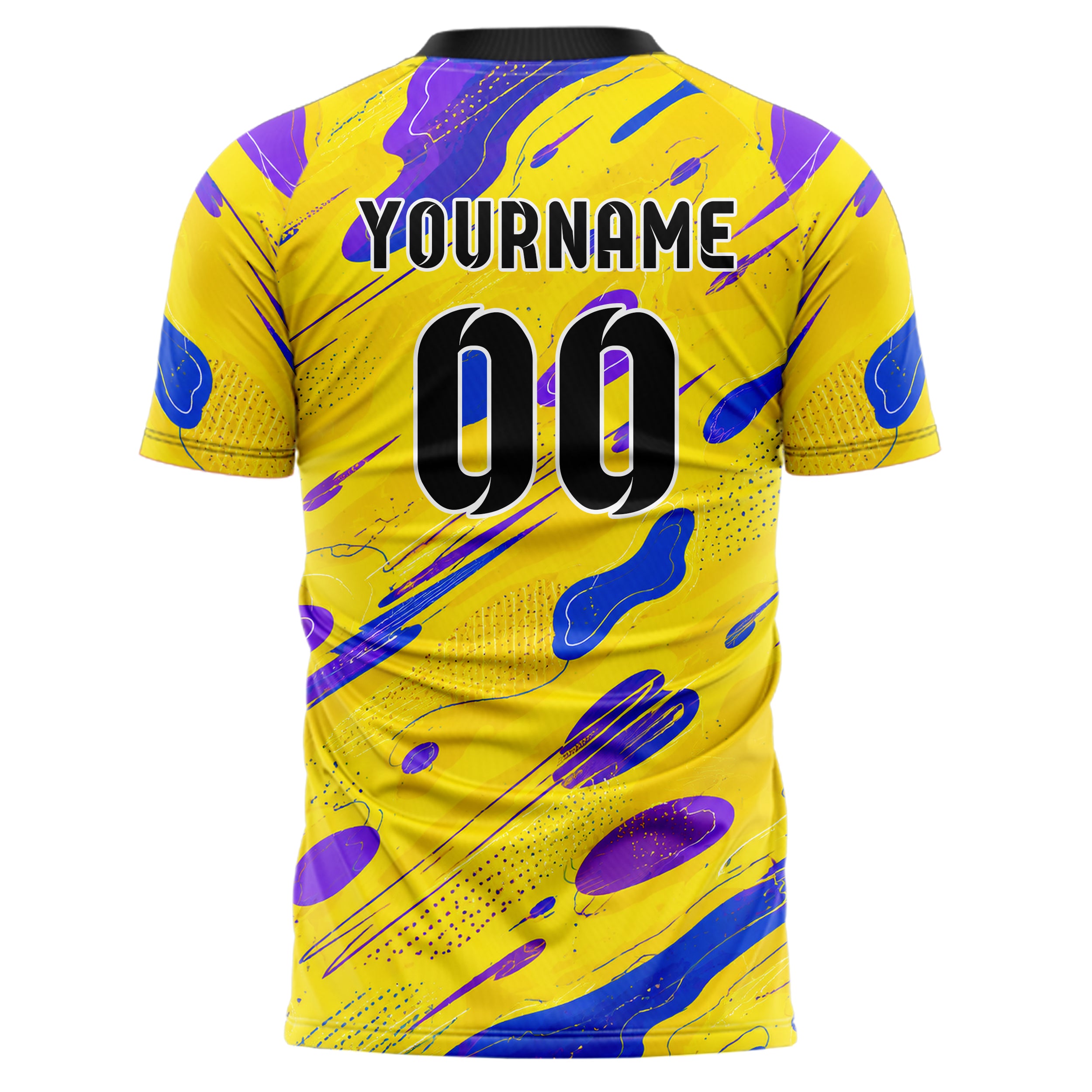 Gelb lebendiges abstrakte Linien Organic Blobs Outline Design 12-0508 individuelles Fußballtrikot back