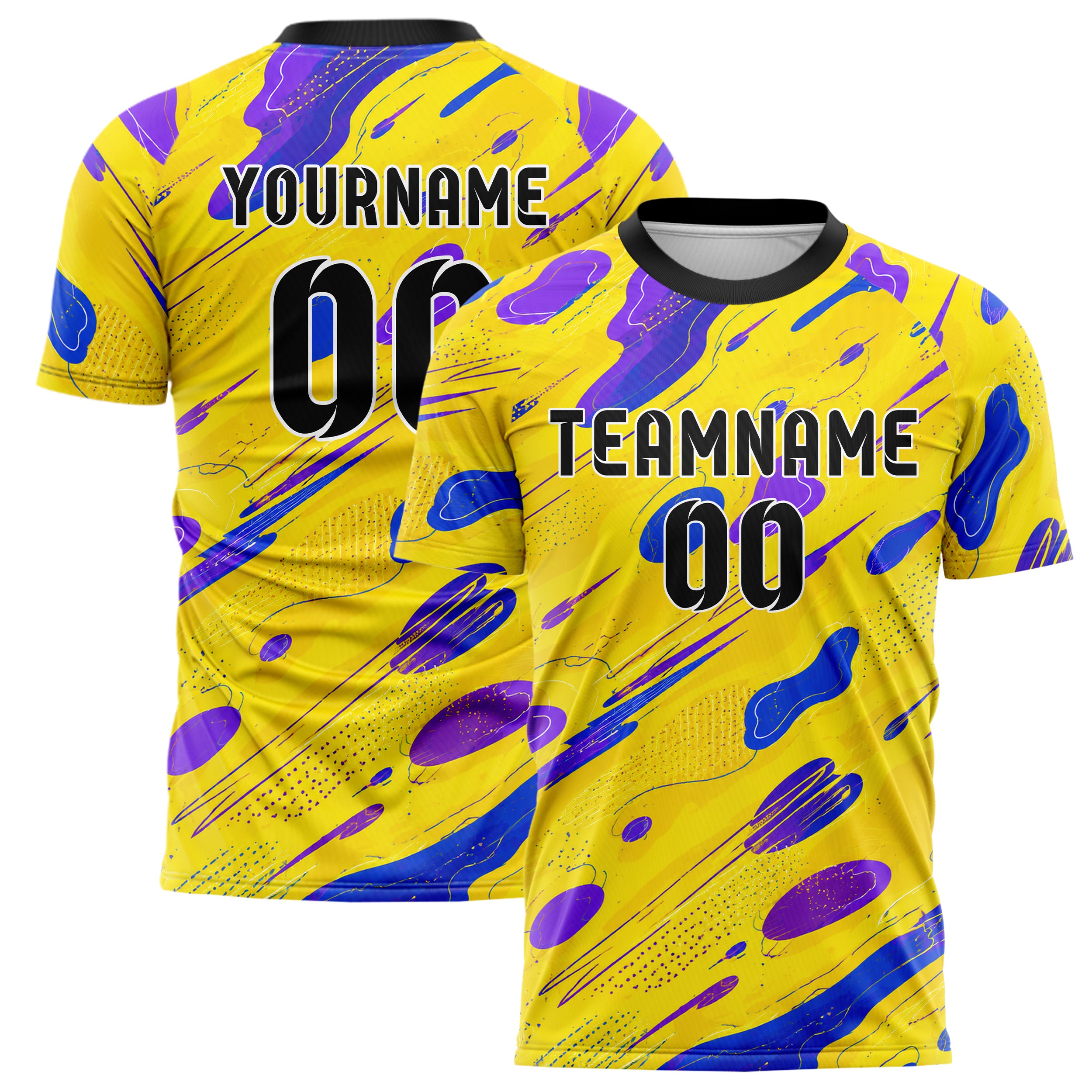 Gelb lebendiges abstrakte Linien Organic Blobs Outline Design 12-0508 individuelles Fußballtrikot main