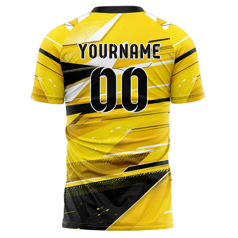 Gelb lebendiges abstrakte Linien Polygon Shards Design 12-0266 individuelles Fußballtrikot back