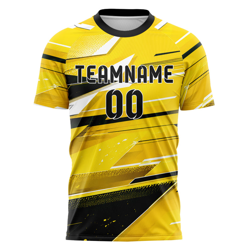 Gelb lebendiges abstrakte Linien Polygon Shards Design 12-0266 individuelles Fußballtrikot front