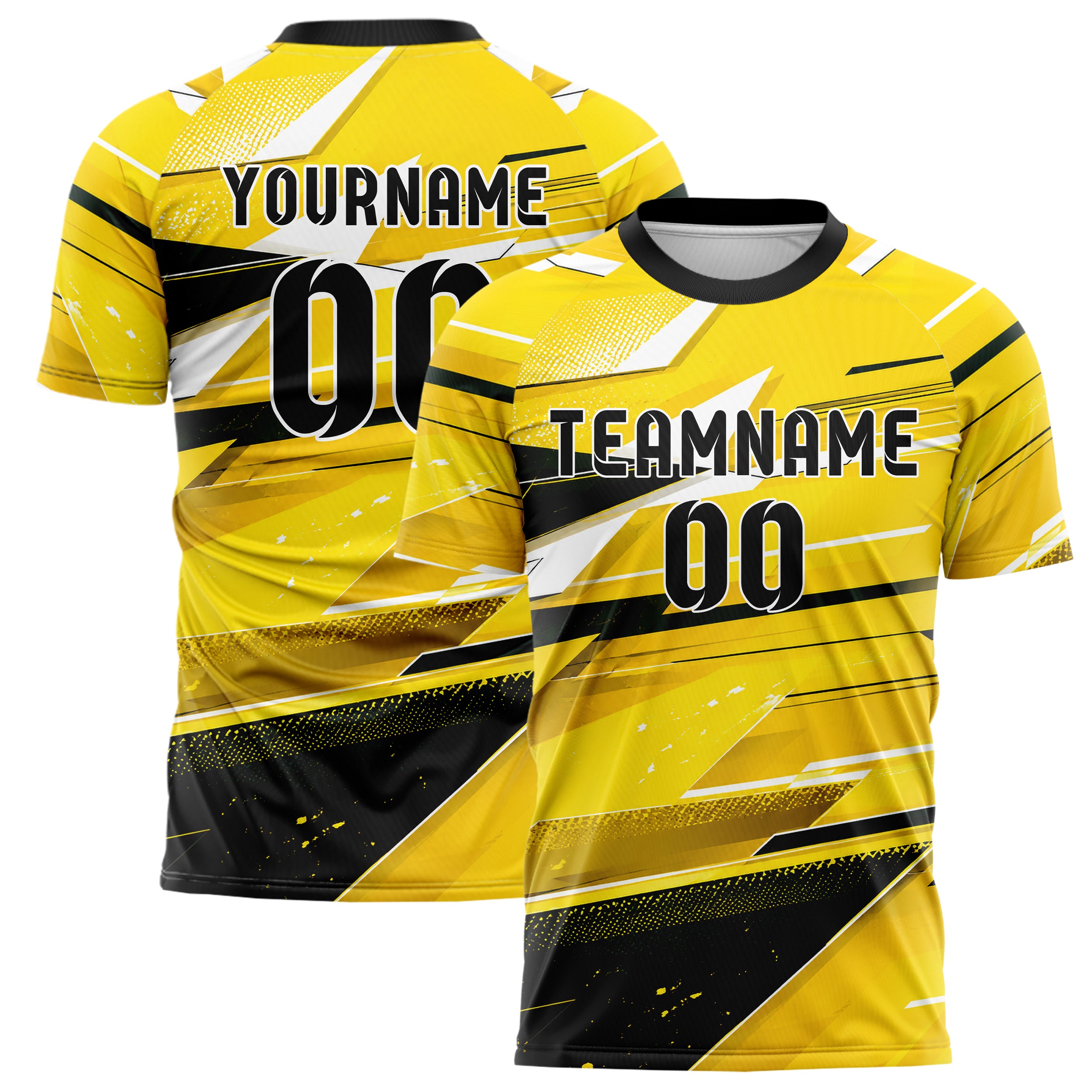 Gelb lebendiges abstrakte Linien Polygon Shards Design 12-0266 individuelles Fußballtrikot main