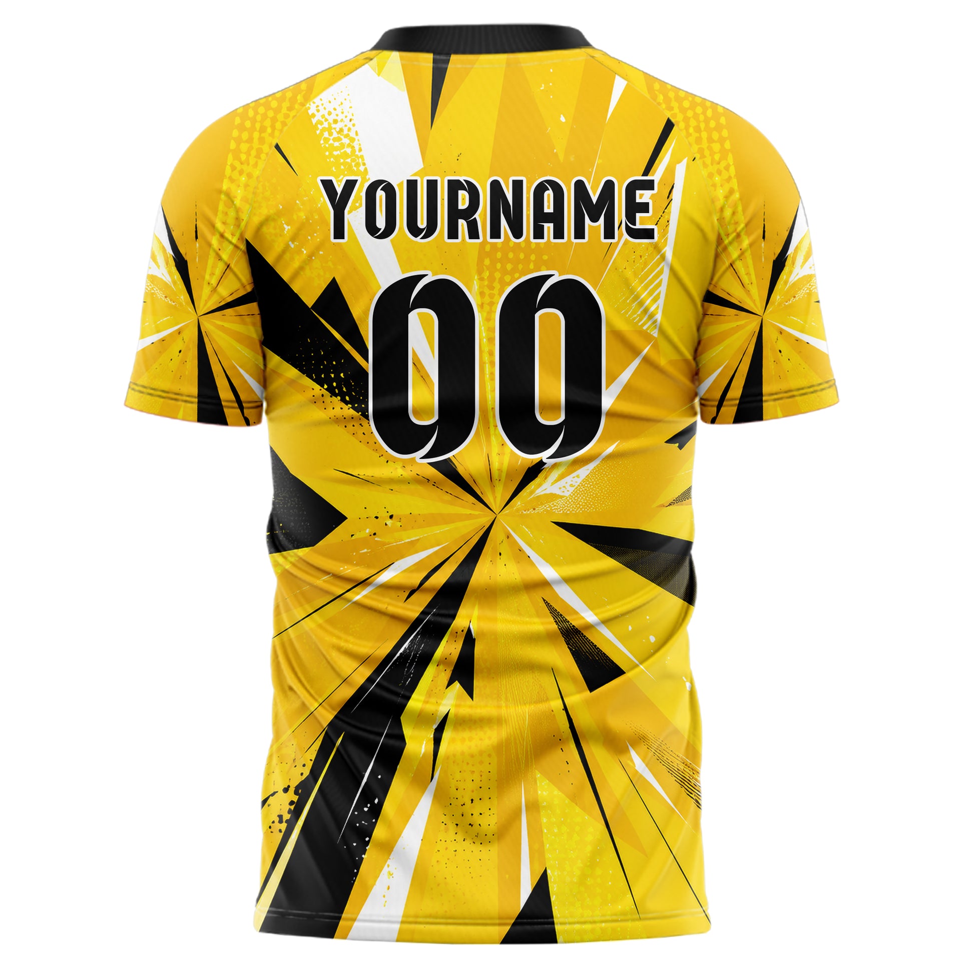 Gelb lebendiges abstrakte Linien Polygon Shards Design 12-0338 individuelles Fußballtrikot back