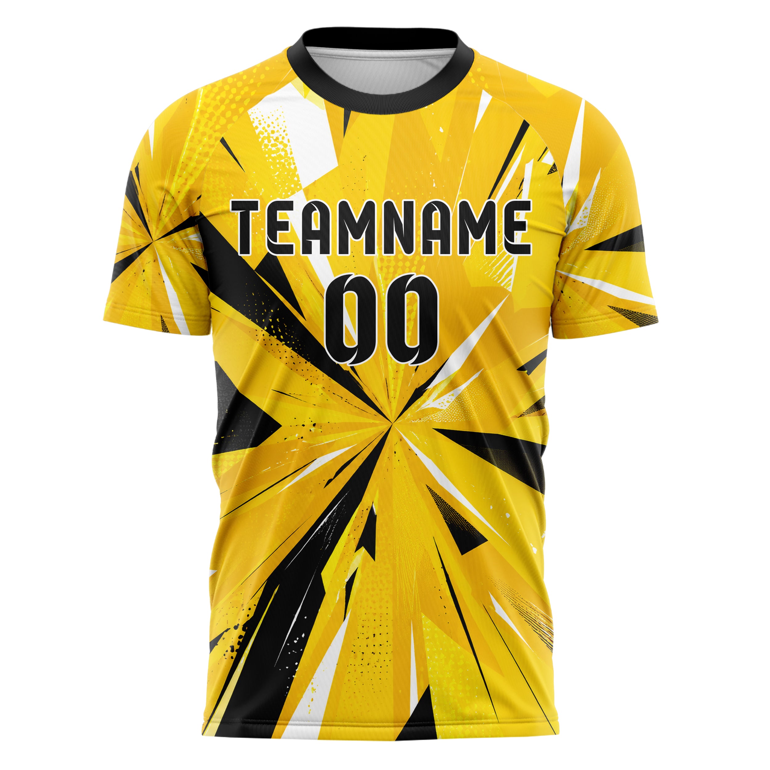 Gelb lebendiges abstrakte Linien Polygon Shards Design 12-0338 individuelles Fußballtrikot front