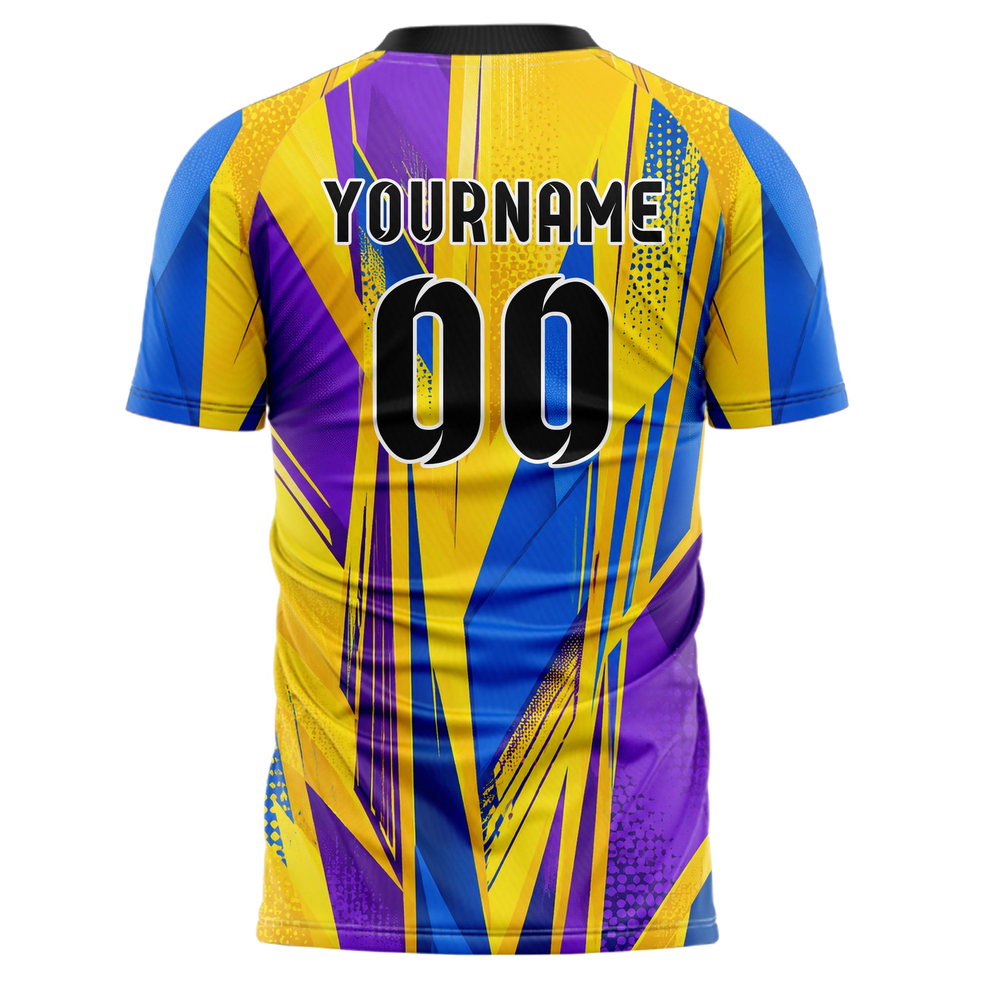 Gelb lebendiges abstrakte Linien Polygon Shards Design 12-0346 individuelles Fußballtrikot back