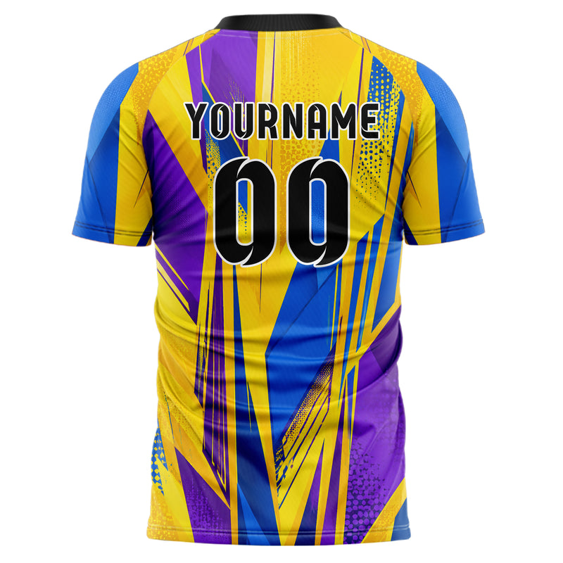 Gelb lebendiges abstrakte Linien Polygon Shards Design 12-0346 individuelles Fußballtrikot back