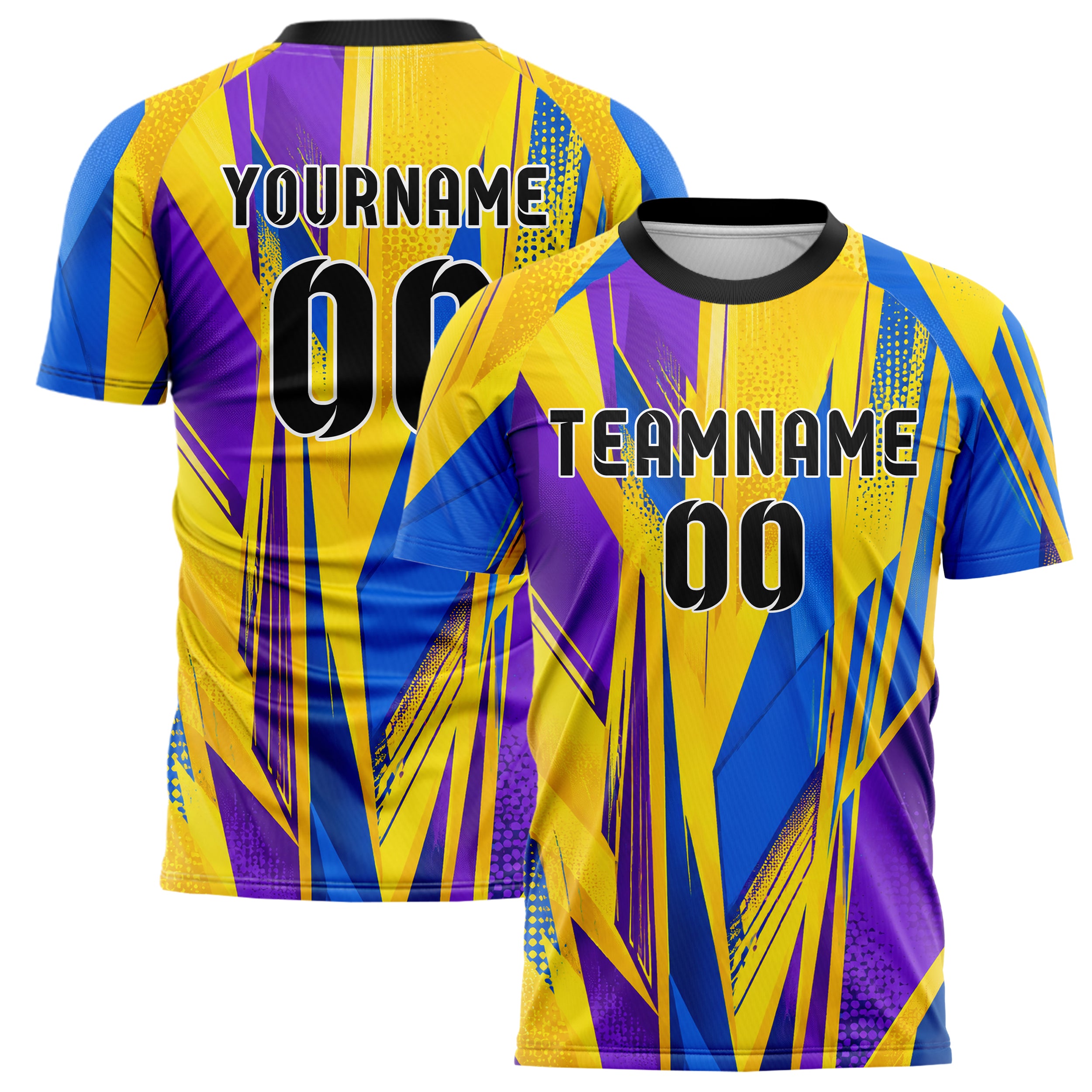 Gelb lebendiges abstrakte Linien Polygon Shards Design 12-0346 individuelles Fußballtrikot main