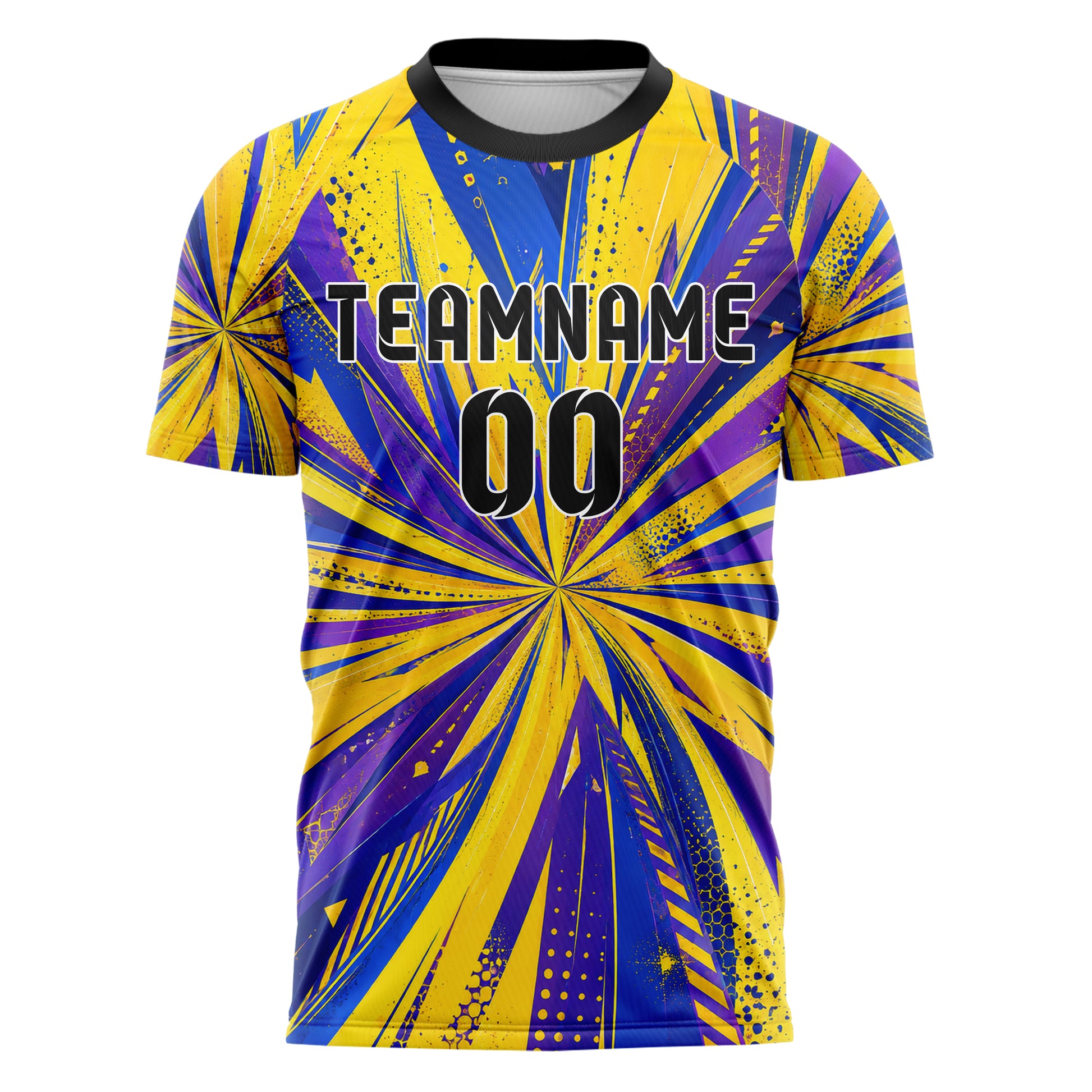 Gelb lebendiges abstrakte Linien Speckles Line Accents Design 12-0088 individuelles Fußballtrikot front