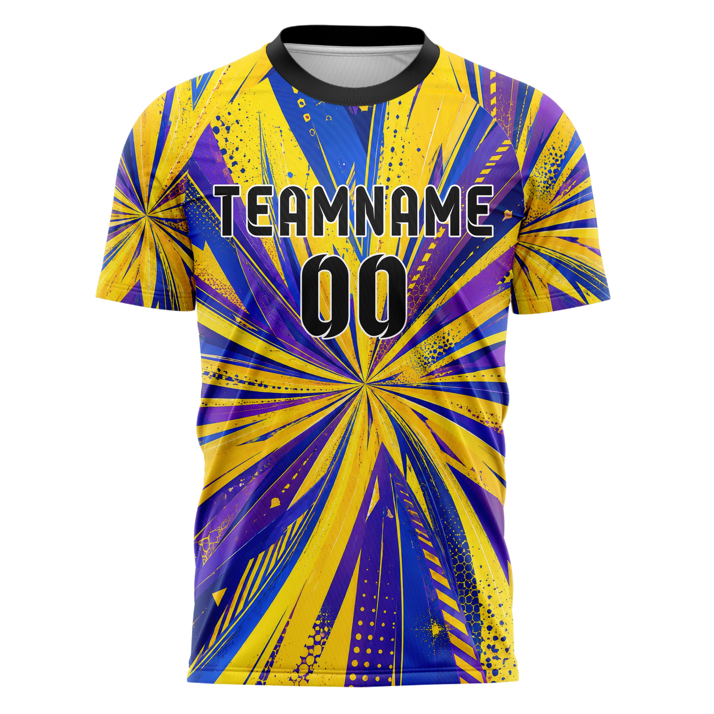 Gelb lebendiges abstrakte Linien Speckles Line Accents Design 12-0088 individuelles Fußballtrikot front