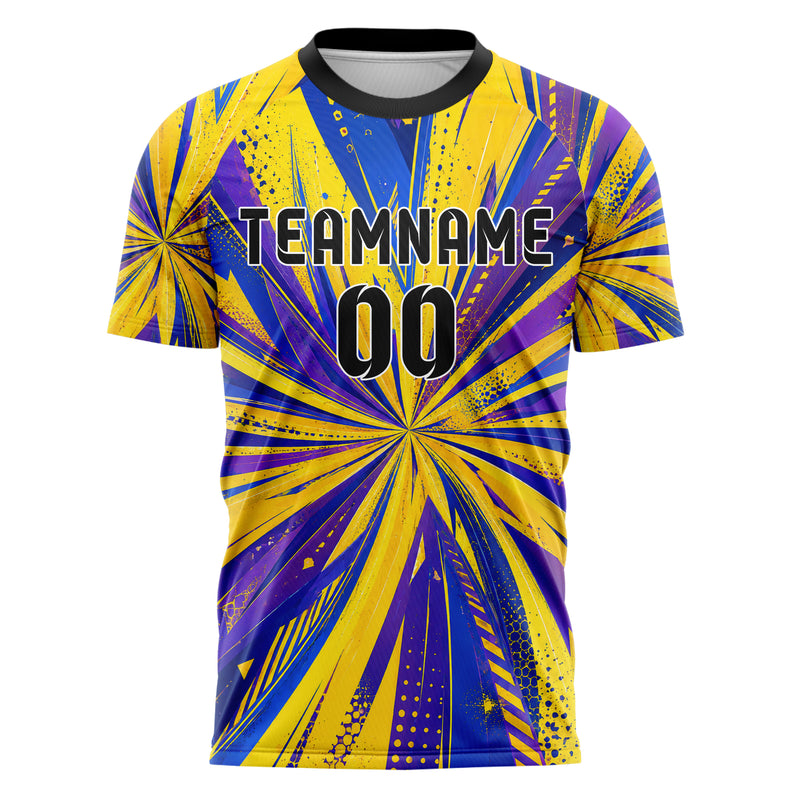 Gelb lebendiges abstrakte Linien Speckles Line Accents Design 12-0088 individuelles Fußballtrikot front