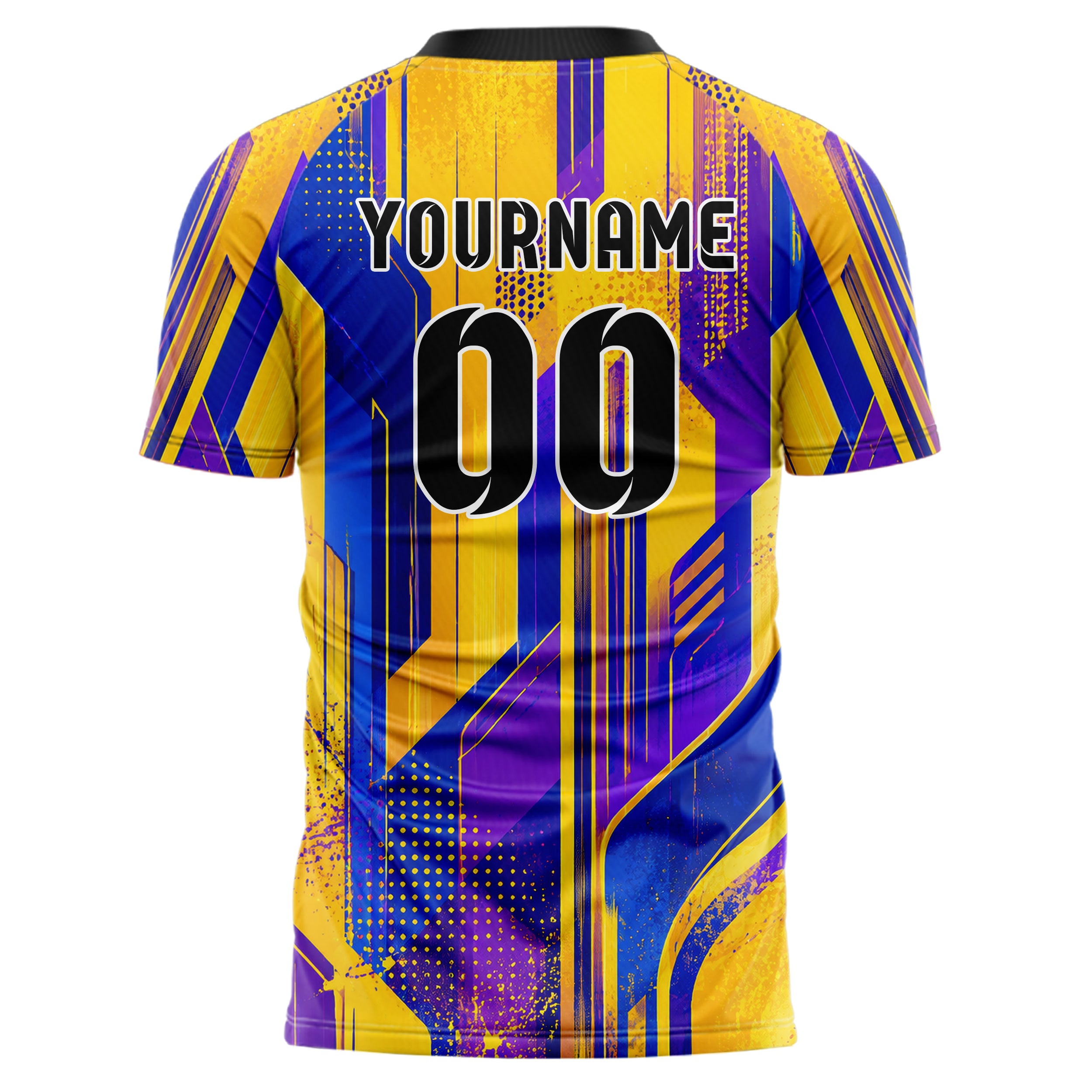 Gelb lebendiges abstrakte Linien Speckles Line Accents Design 12-0184 individuelles Fußballtrikot back