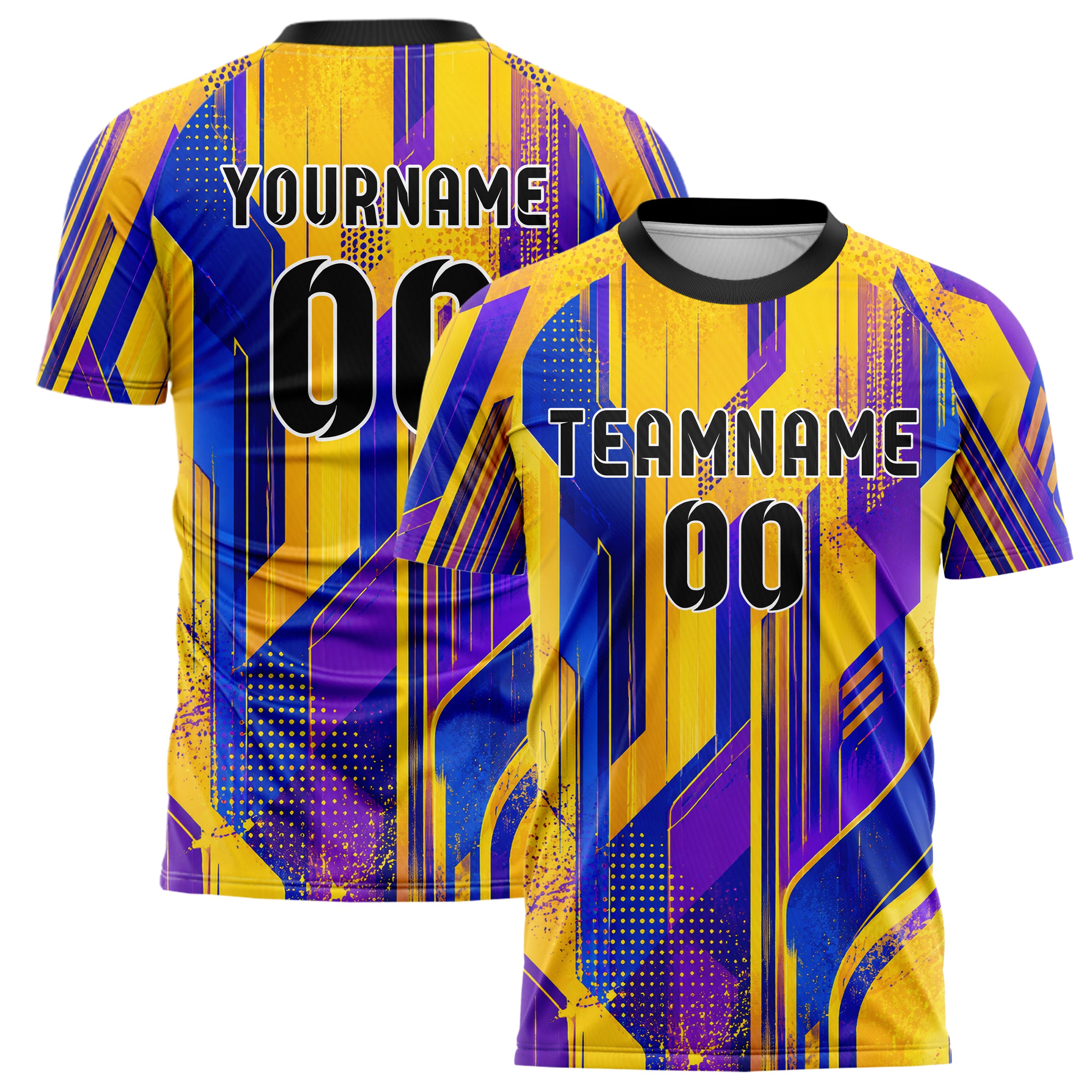 Gelb lebendiges abstrakte Linien Speckles Line Accents Design 12-0184 individuelles Fußballtrikot main