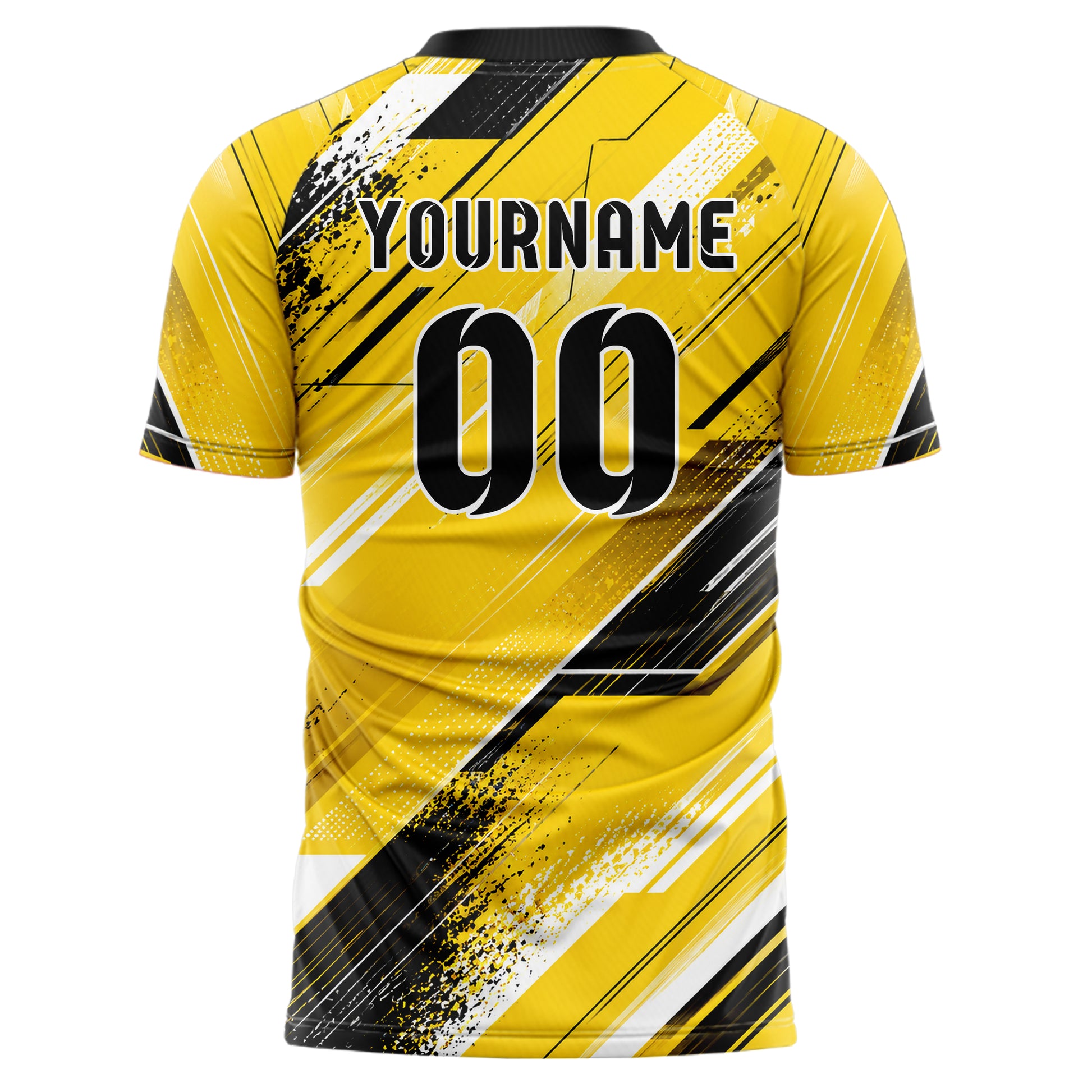 Gelb lebendiges abstrakte Linien Speckles Line Accents Design 12-0320 individuelles Fußballtrikot back