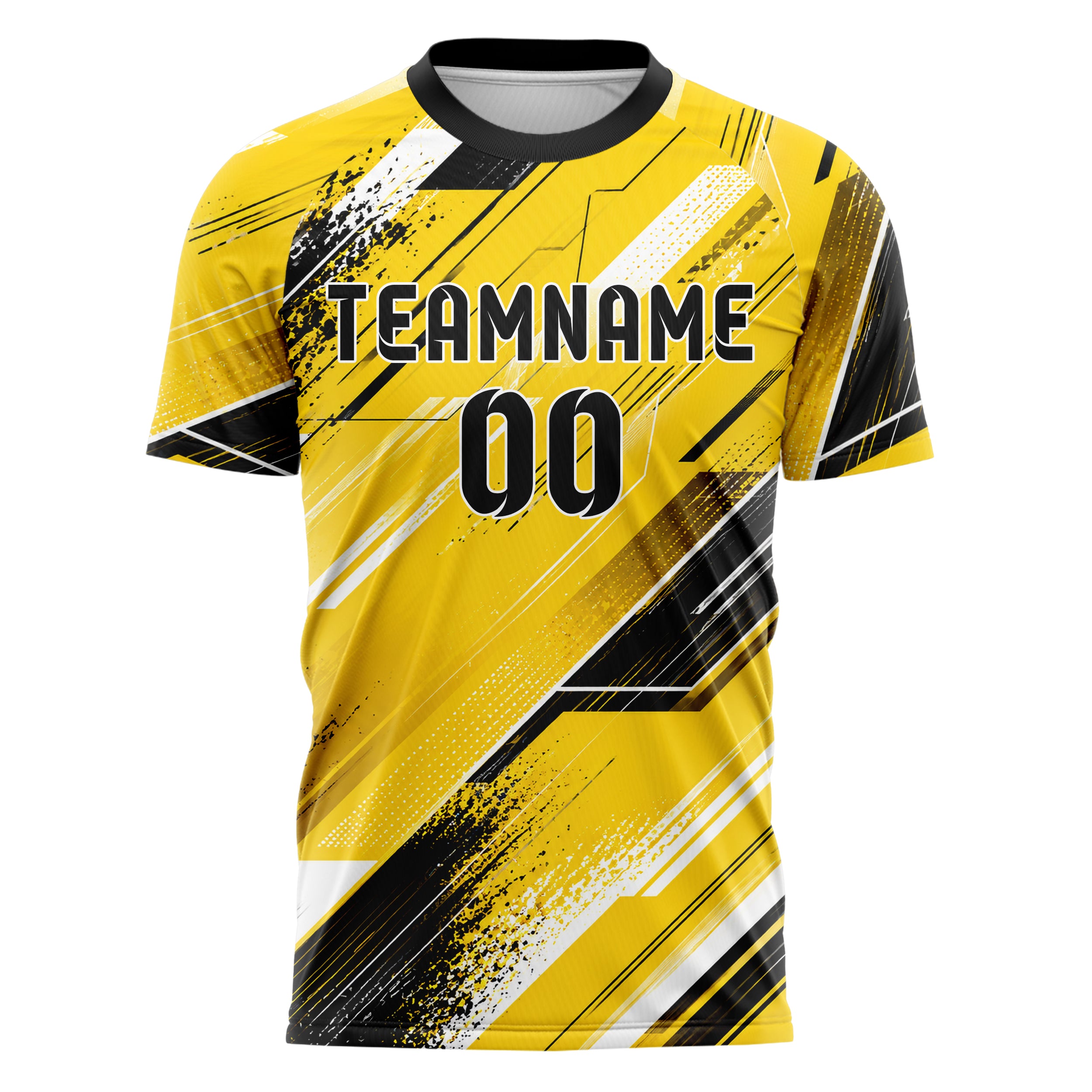 Gelb lebendiges abstrakte Linien Speckles Line Accents Design 12-0320 individuelles Fußballtrikot front