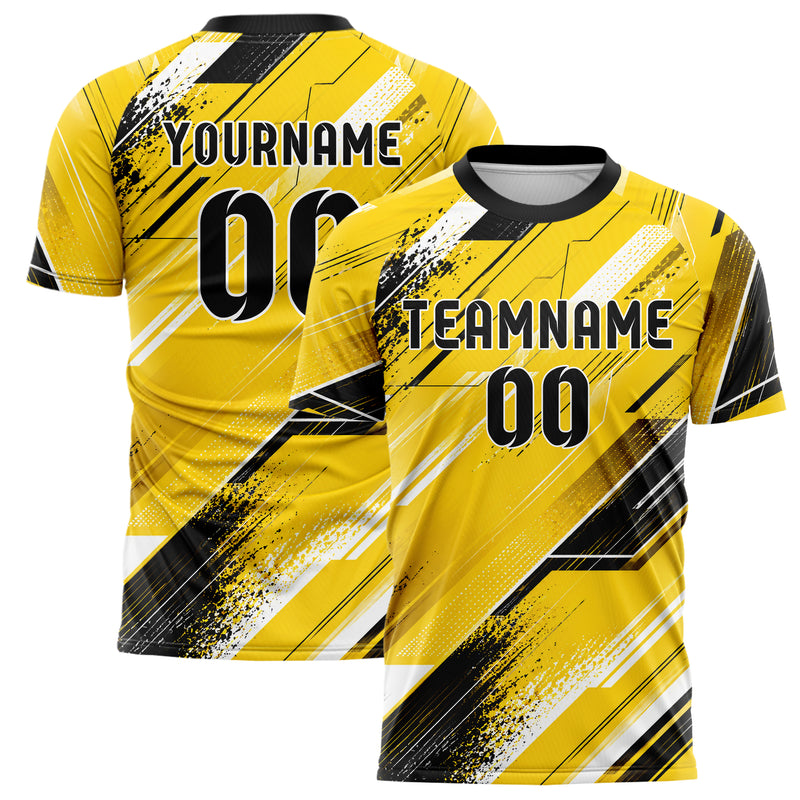 Gelb lebendiges abstrakte Linien Speckles Line Accents Design 12-0320 individuelles Fußballtrikot main