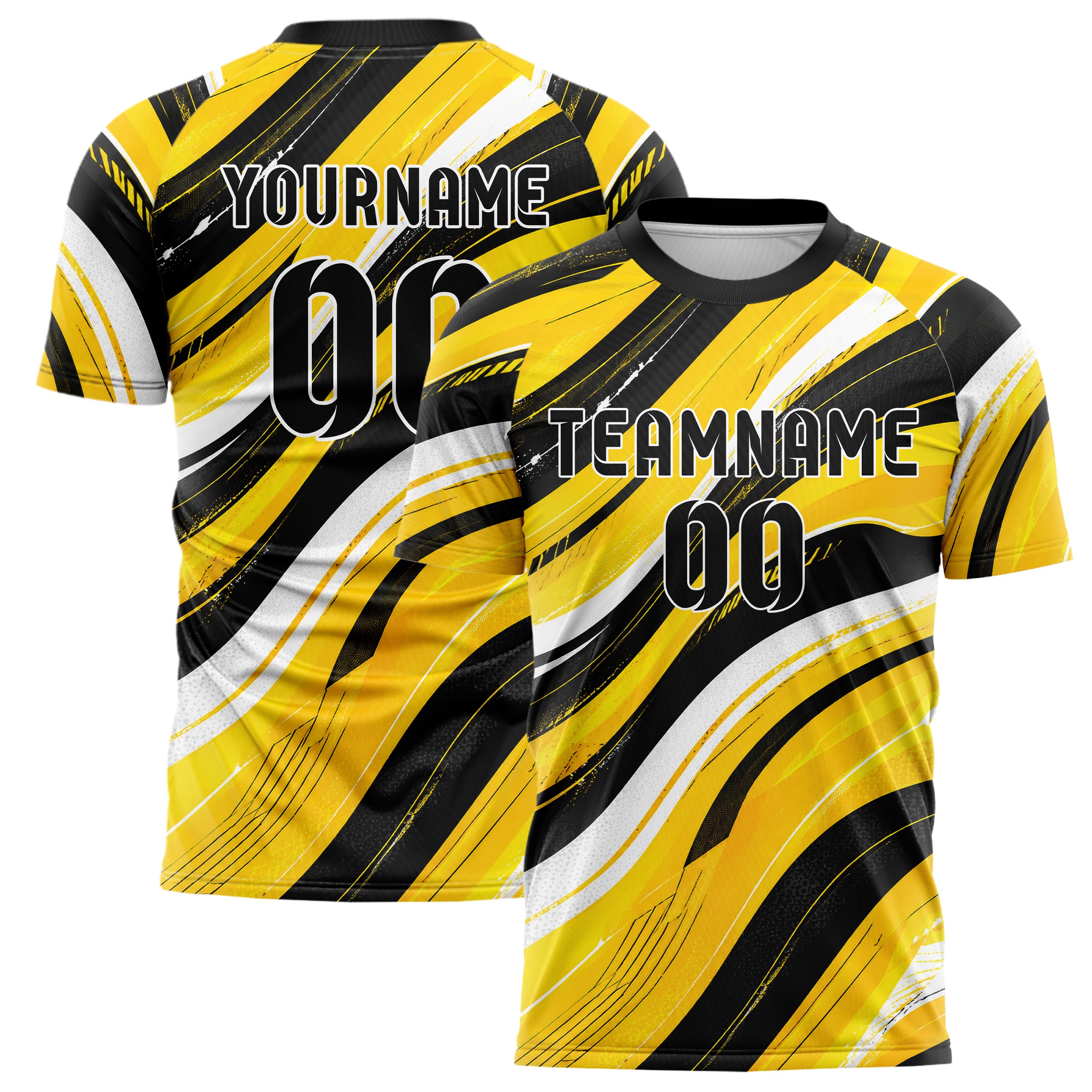 Gelb lebendiges abstrakte Linien wavy Parallel Curves Design 12-0422 individuelles Fußballtrikot main