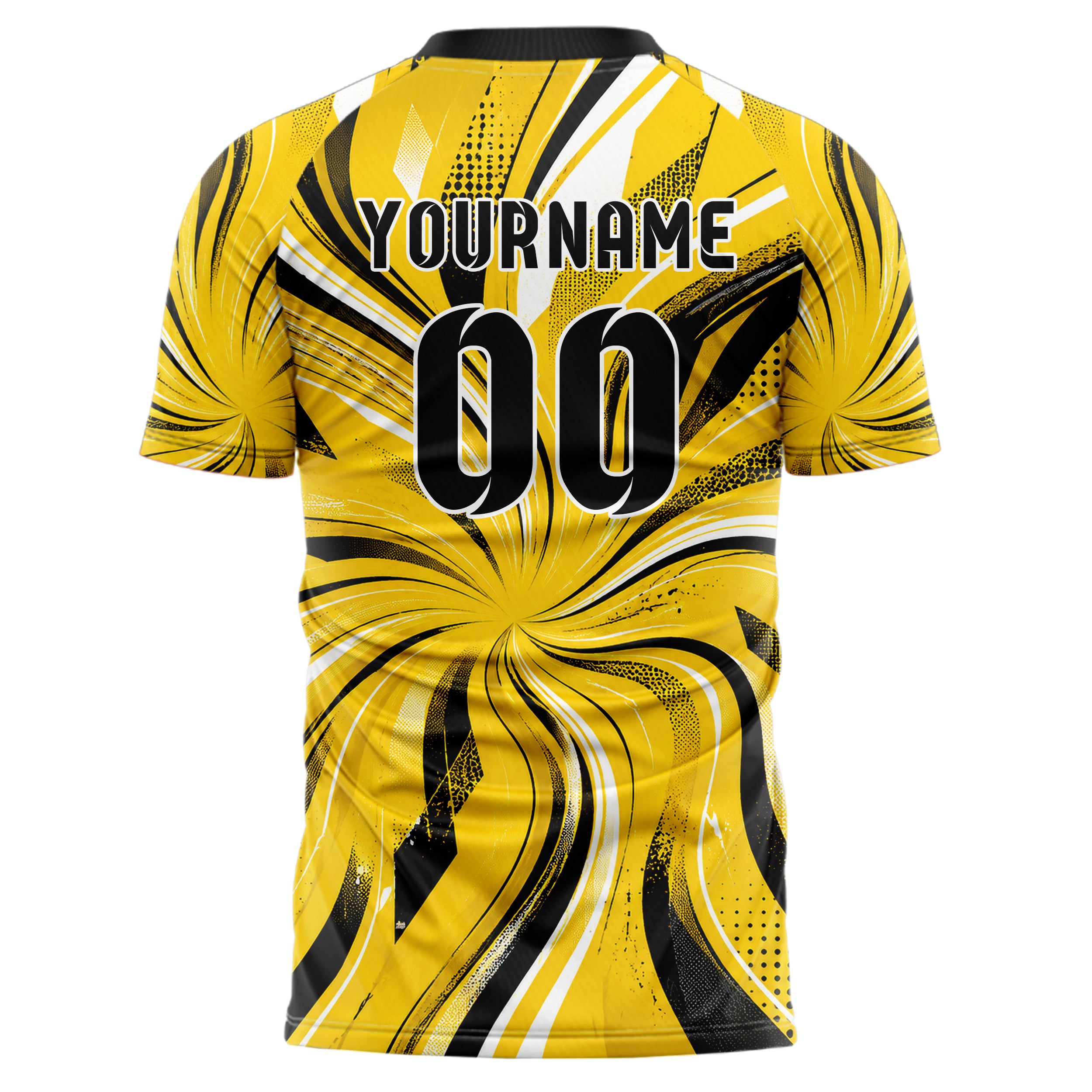 Gelb lebendiges abstrakte Linien wavy Parallel Curves Design 12-0470 individuelles Fußballtrikot back