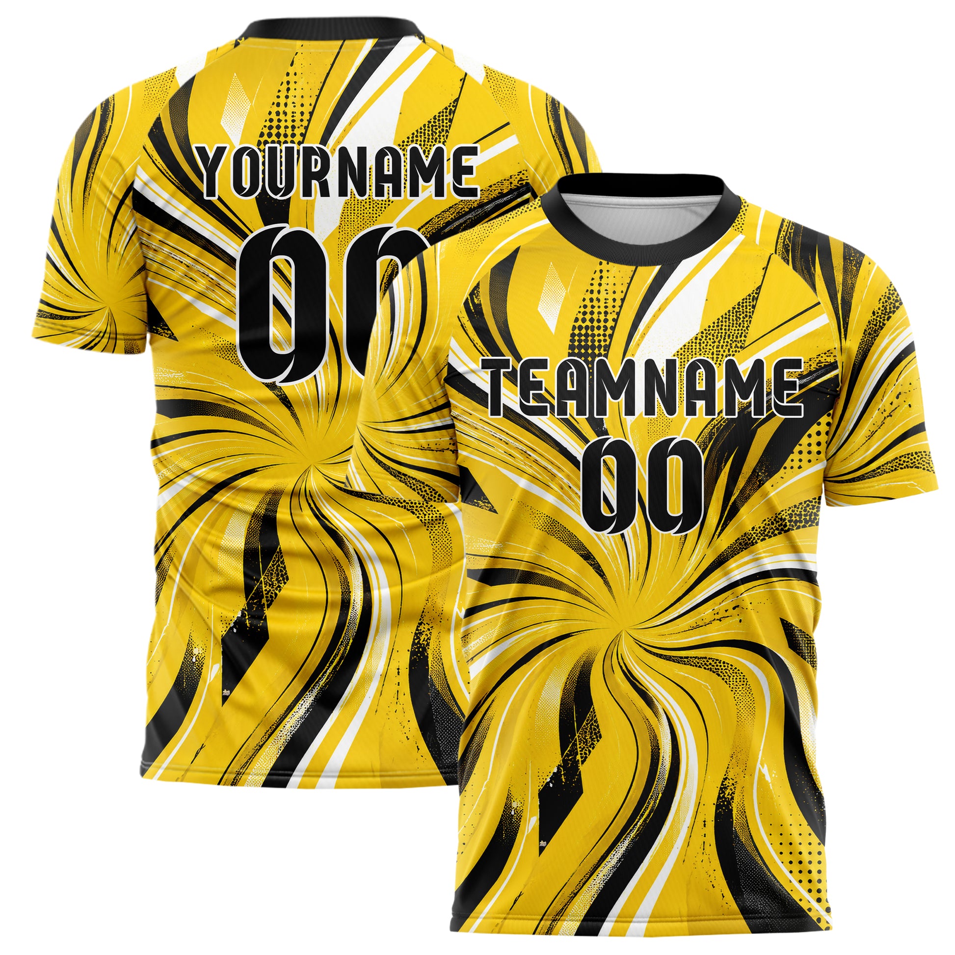 Gelb lebendiges abstrakte Linien wavy Parallel Curves Design 12-0470 individuelles Fußballtrikot main