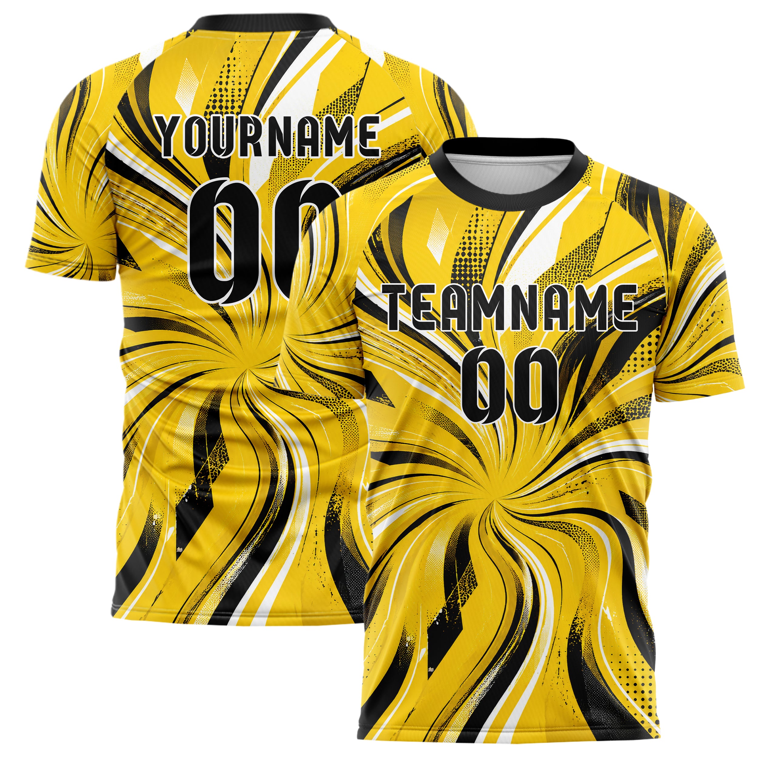 Gelb lebendiges abstrakte Linien wavy Parallel Curves Design 12-0470 individuelles Fußballtrikot main