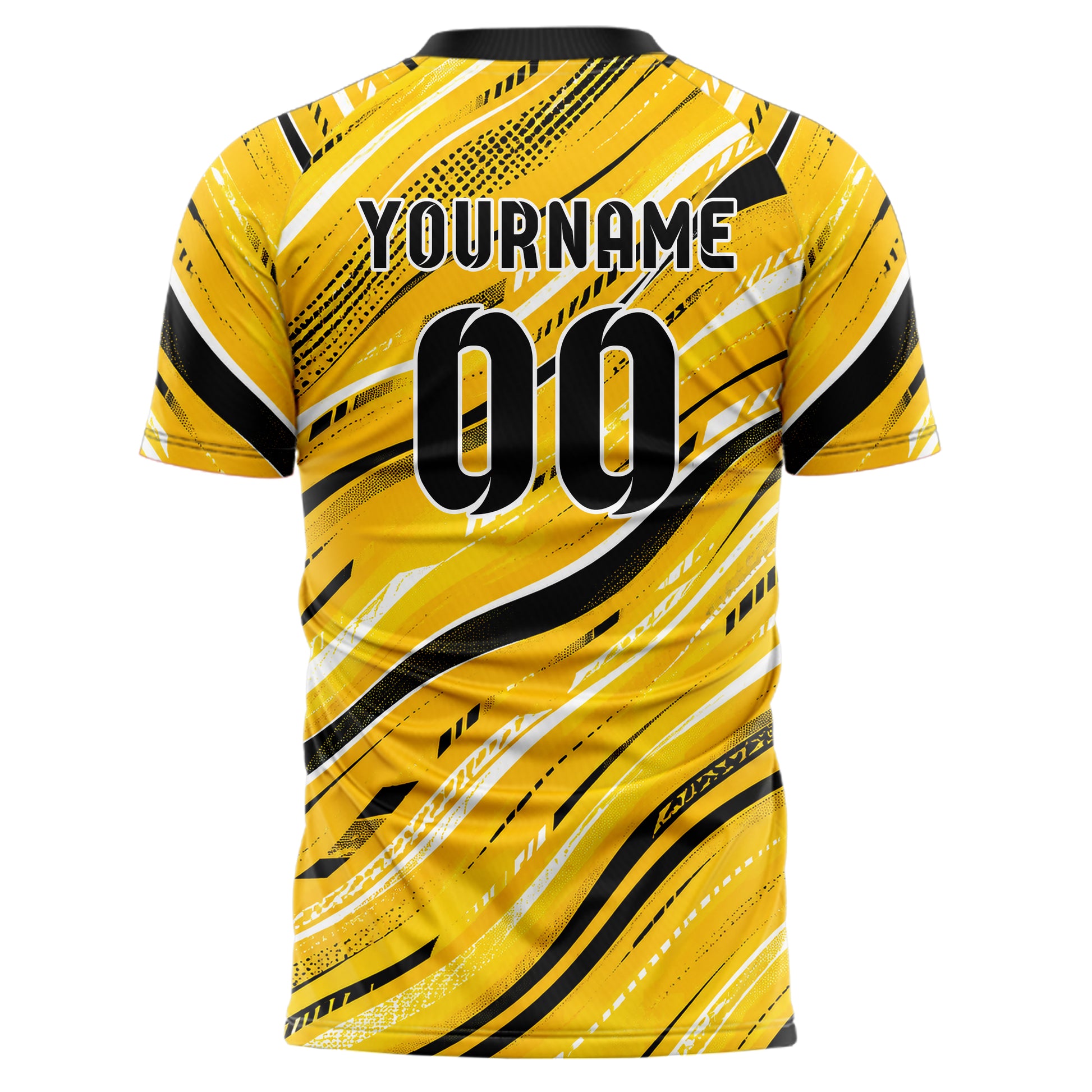 Gelb lebendiges abstrakte Linien wavy Parallel Curves Design 12-0518 individuelles Fußballtrikot back