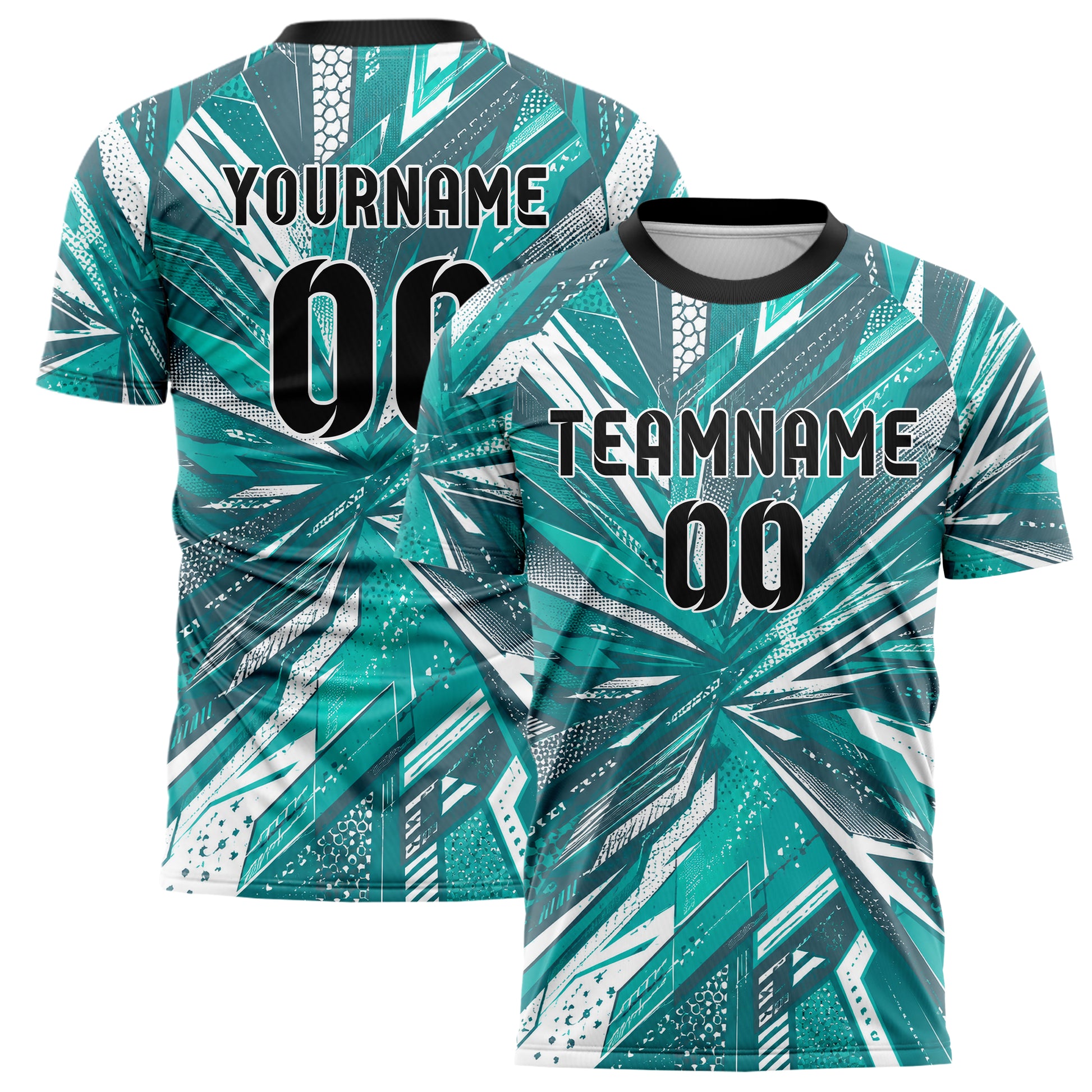 Aqua klassisches abstrakte Linien asymmetrische Vector Panels Design 12-0449 individuelles Fußballtrikot main