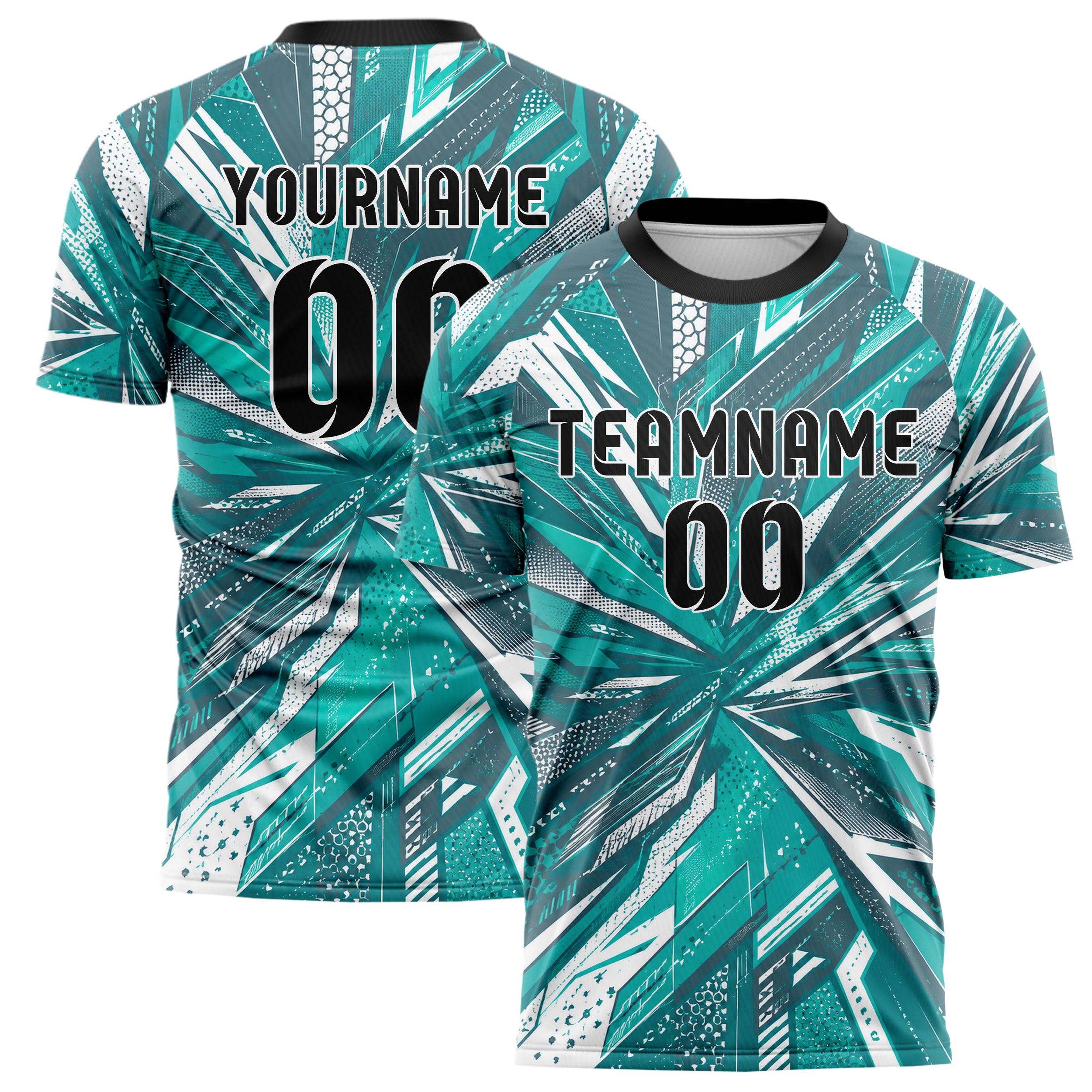 Aqua klassisches abstrakte Linien asymmetrische Vector Panels Design 12-0449 individuelles Fußballtrikot main