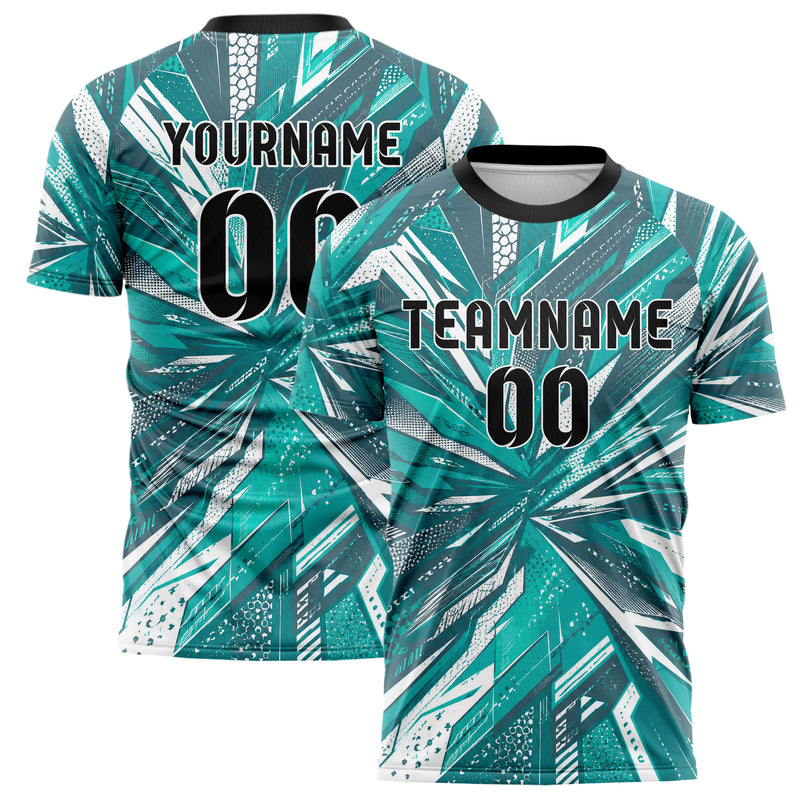 Aqua klassisches abstrakte Linien asymmetrische Vector Panels Design 12-0449 individuelles Fußballtrikot main
