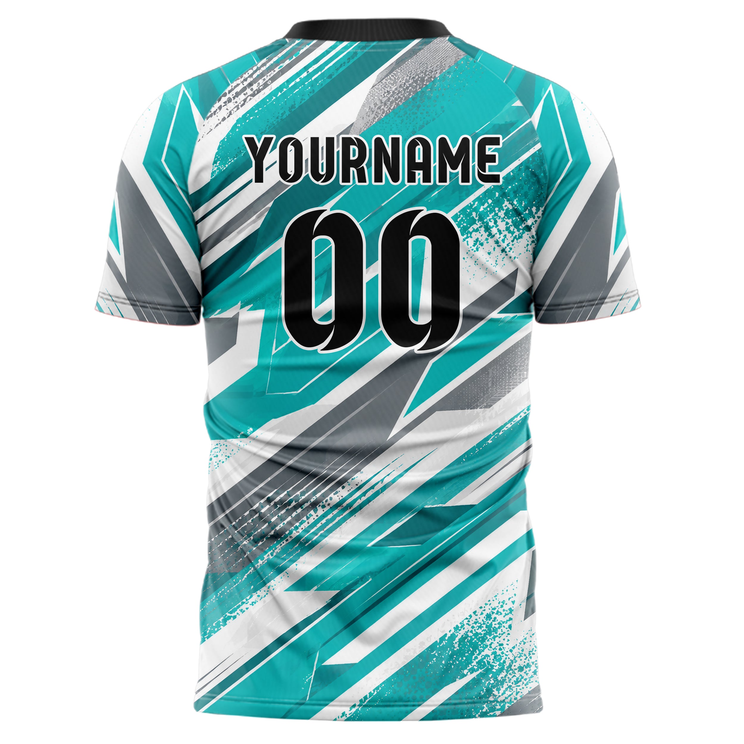 Aqua klassisches abstrakte Linien diagonale Streamlines Design 12-0563 individuelles Fußballtrikot back