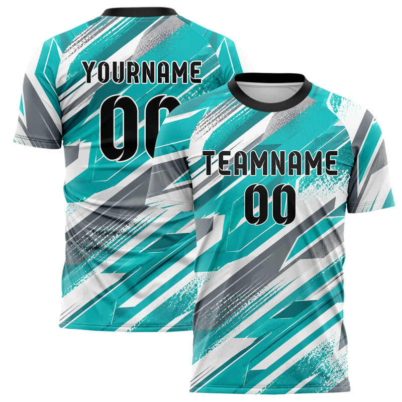 Aqua klassisches abstrakte Linien diagonale Streamlines Design 12-0563 individuelles Fußballtrikot main