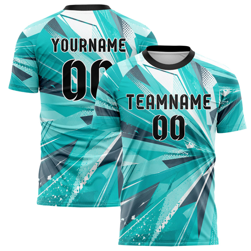 Aqua klassisches abstrakte Linien Polygon Shards Design 12-0458 individuelles Fußballtrikot main