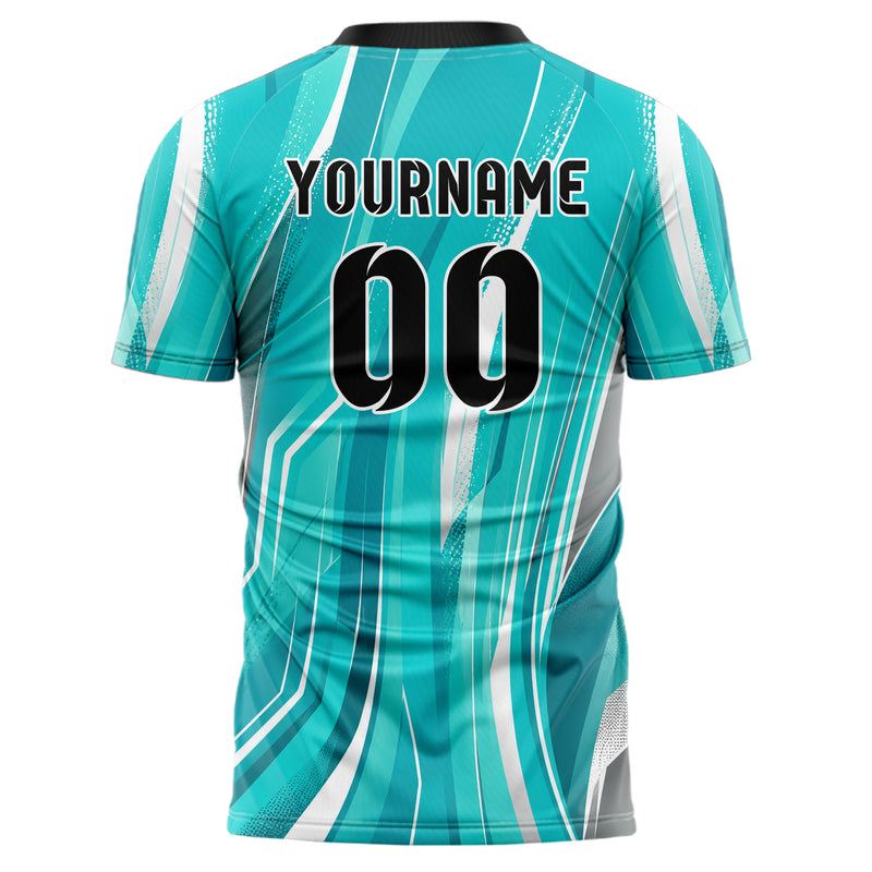 Aqua klassisches abstrakte Linien Speckles Line Accents Design 12-0056 individuelles Fußballtrikot back