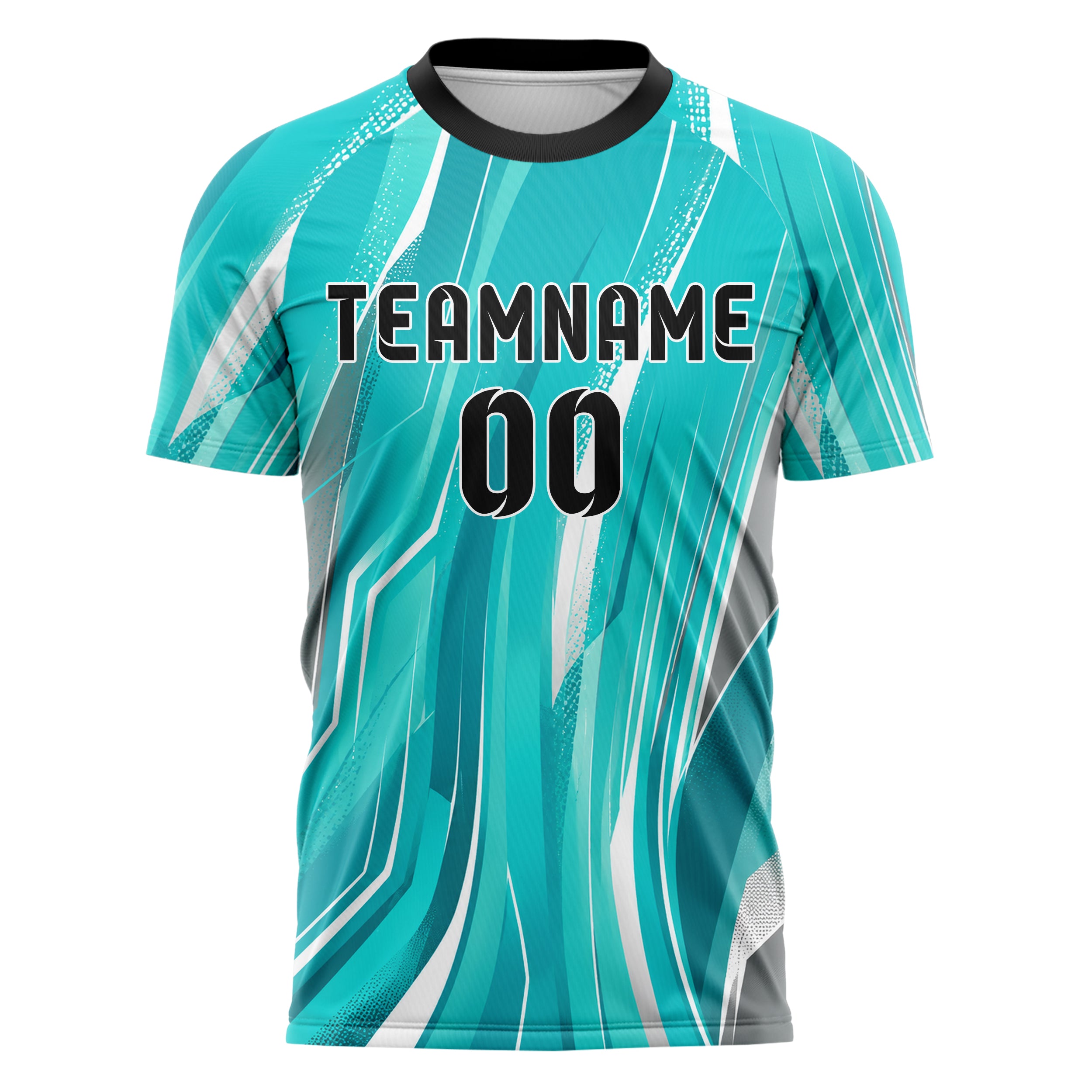 Aqua klassisches abstrakte Linien Speckles Line Accents Design 12-0056 individuelles Fußballtrikot front