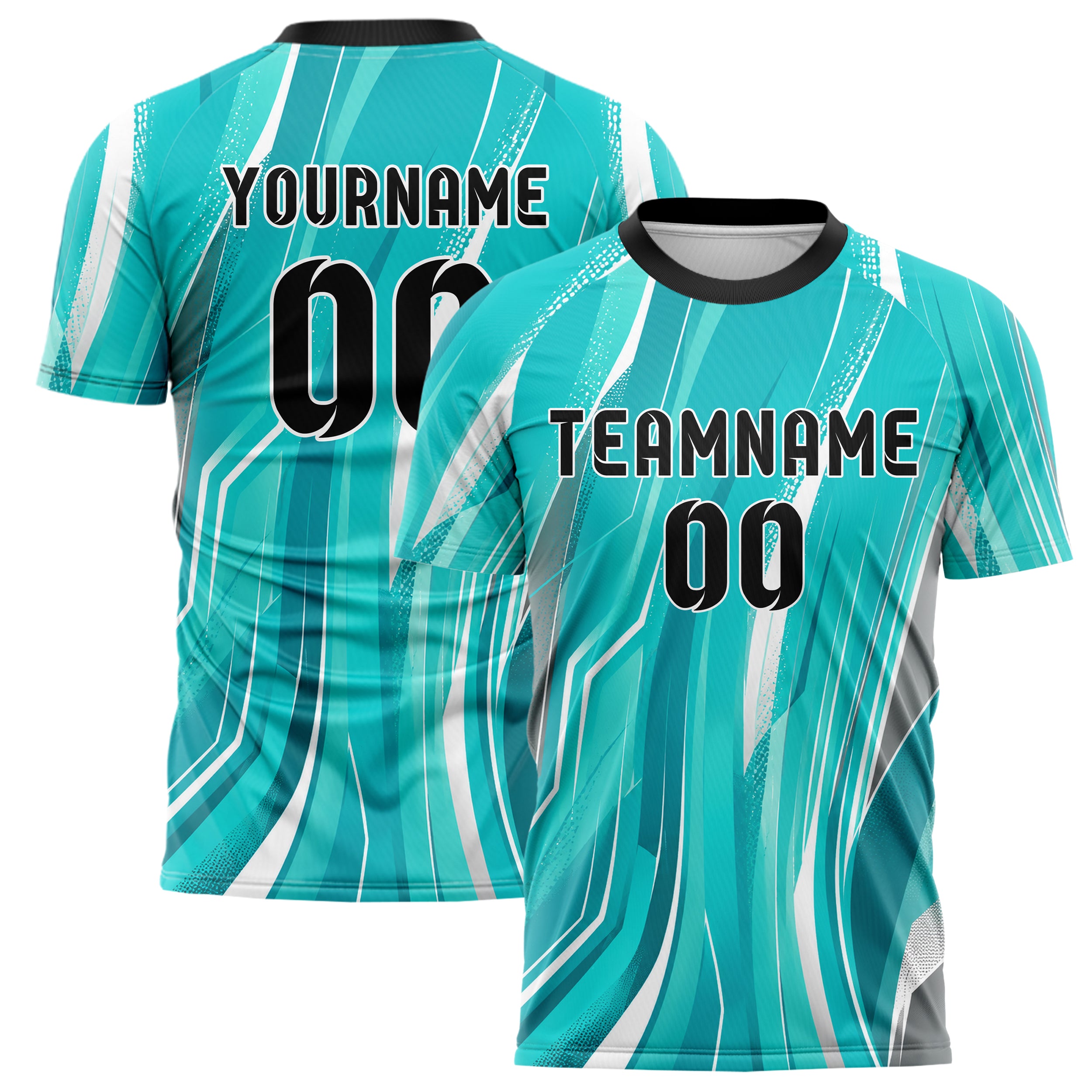 Aqua klassisches abstrakte Linien Speckles Line Accents Design 12-0056 individuelles Fußballtrikot main