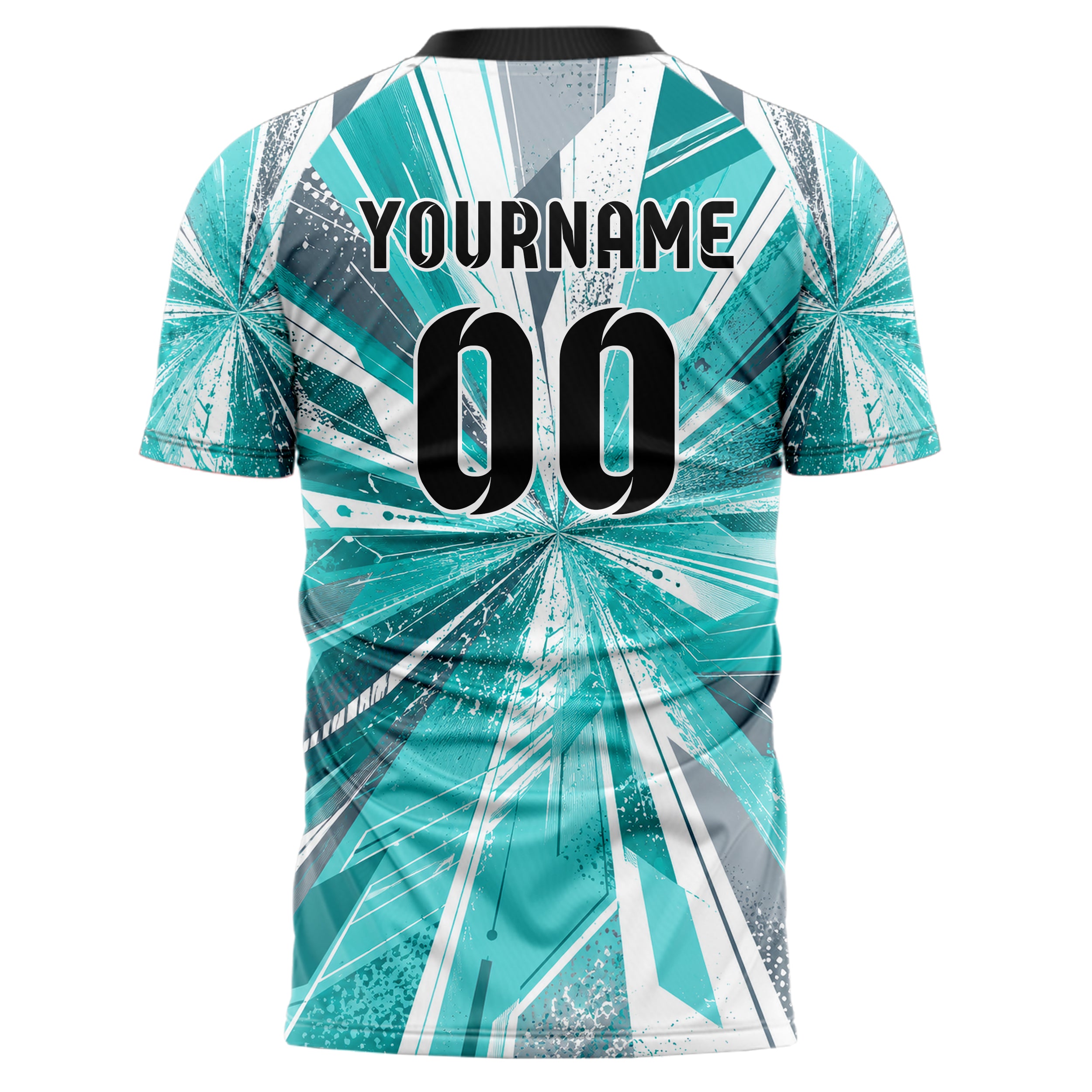 Aqua klassisches abstrakte Linien Speckles Line Accents Design 12-0536 individuelles Fußballtrikot back