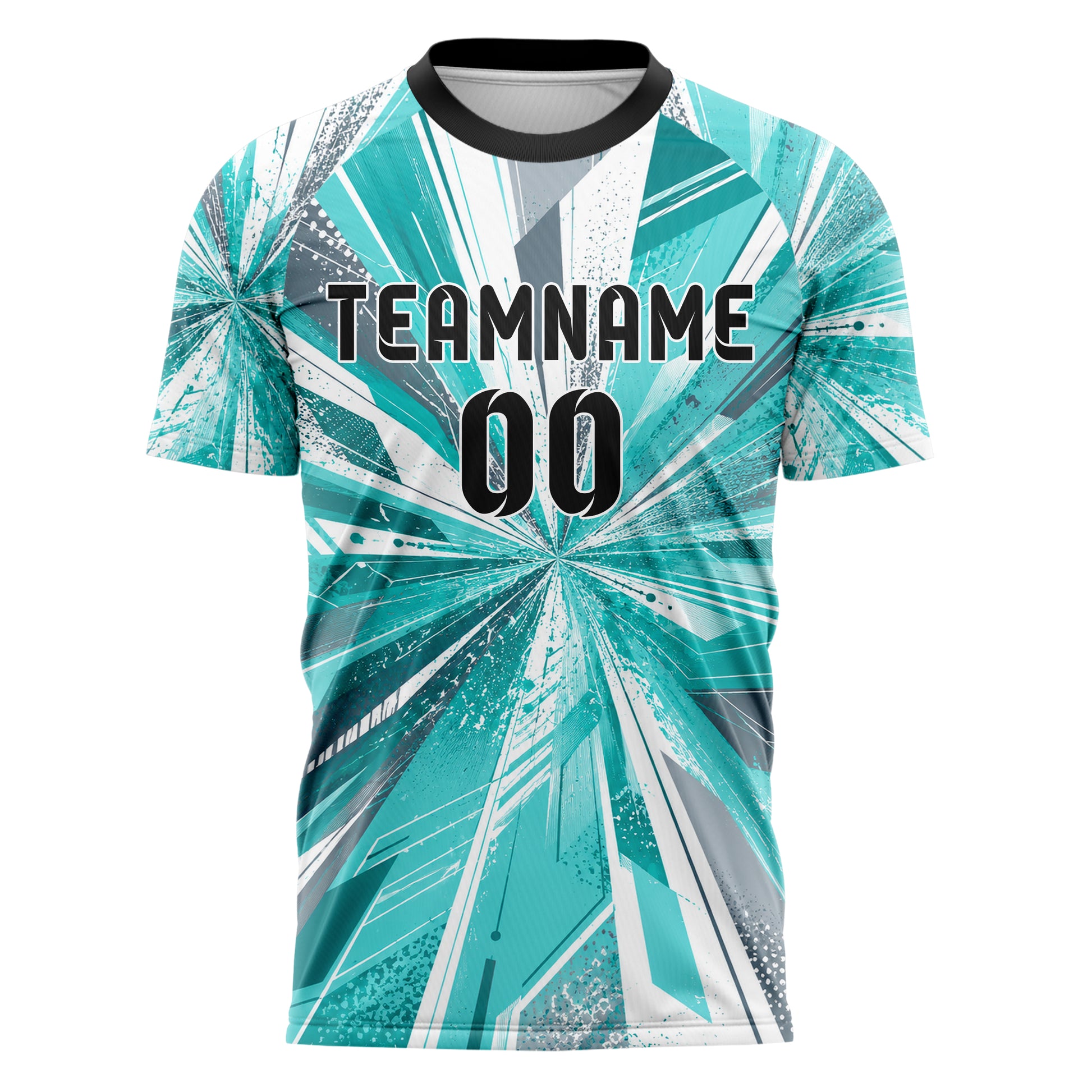 Aqua klassisches abstrakte Linien Speckles Line Accents Design 12-0536 individuelles Fußballtrikot front