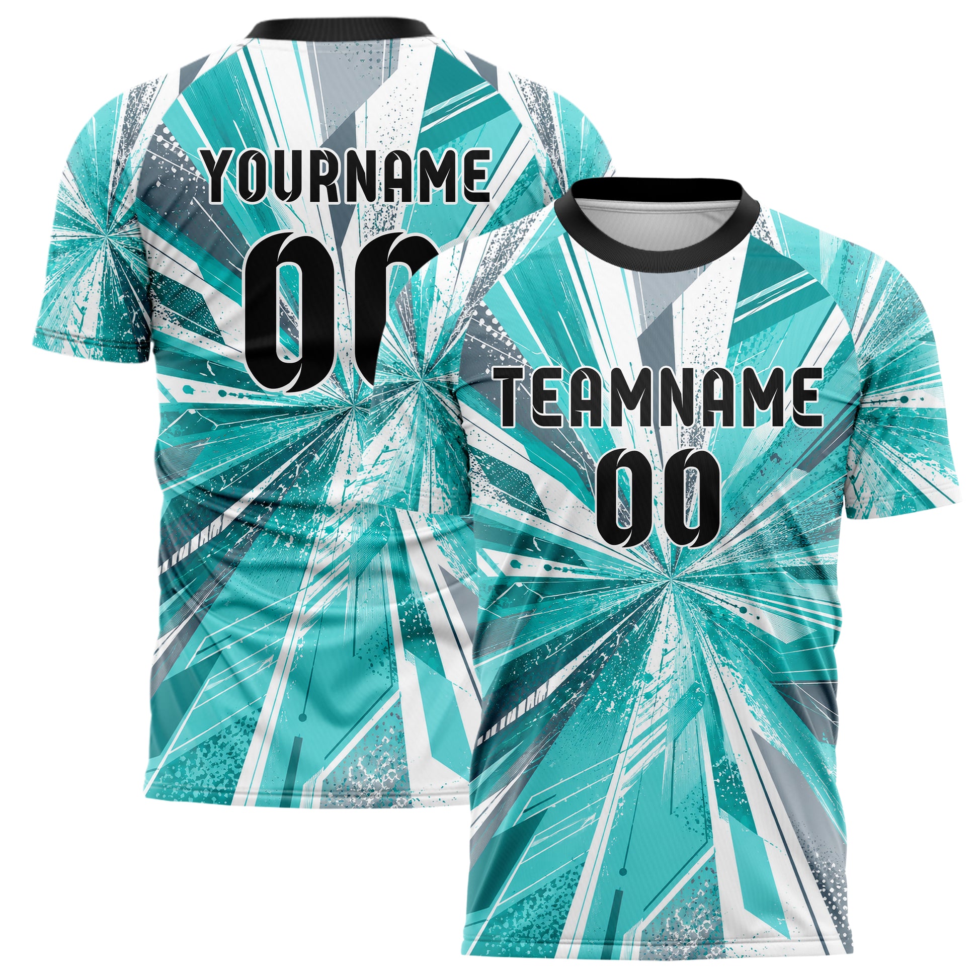 Aqua klassisches abstrakte Linien Speckles Line Accents Design 12-0536 individuelles Fußballtrikot main