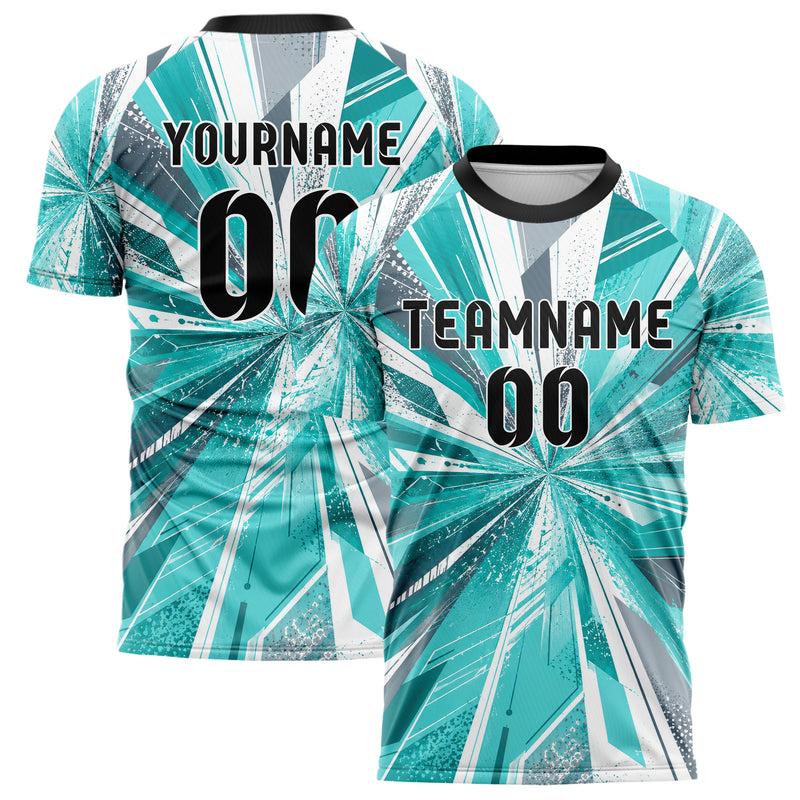 Aqua klassisches abstrakte Linien Speckles Line Accents Design 12-0536 individuelles Fußballtrikot main
