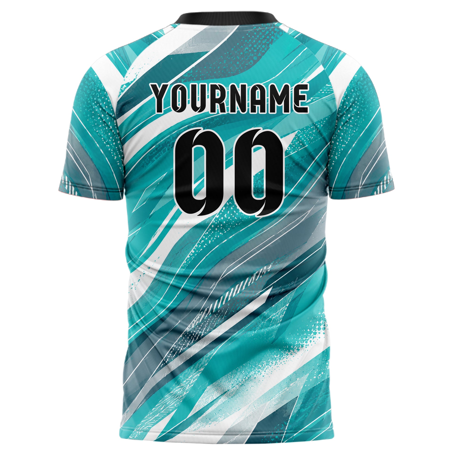 Aqua klassisches abstrakte Linien wavy Parallel Curves Design 12-0110 individuelles Fußballtrikot back