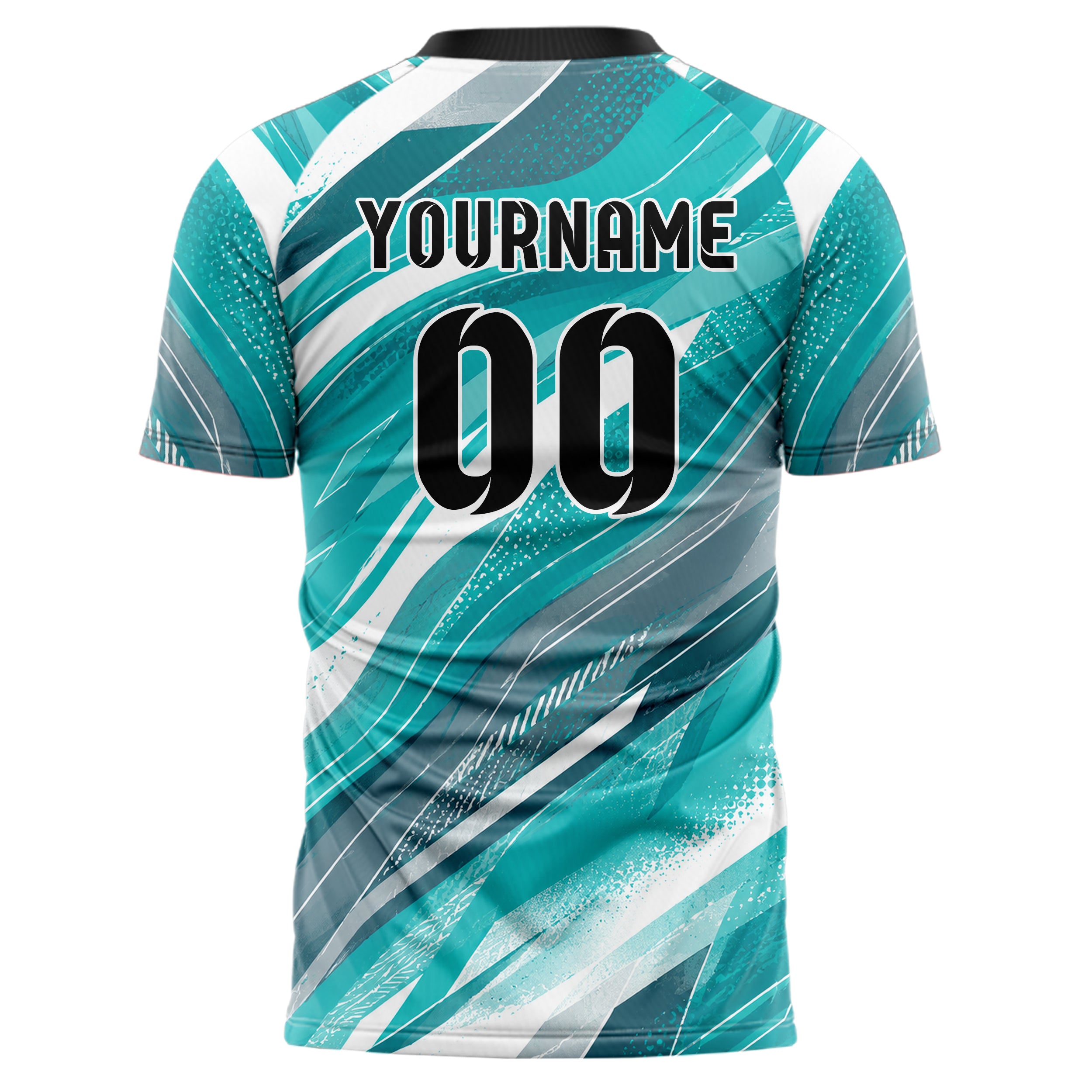 Aqua klassisches abstrakte Linien wavy Parallel Curves Design 12-0110 individuelles Fußballtrikot back