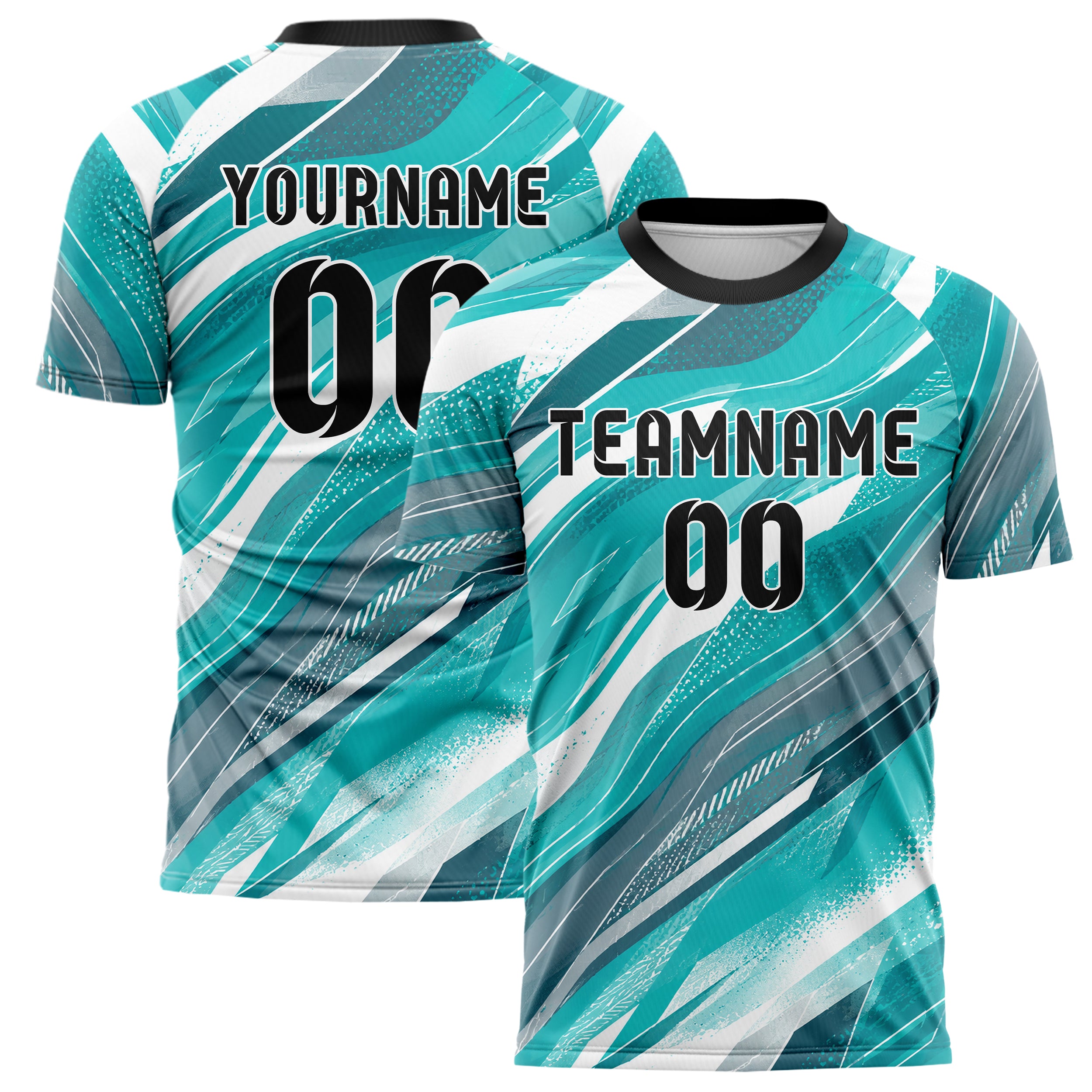 Aqua klassisches abstrakte Linien wavy Parallel Curves Design 12-0110 individuelles Fußballtrikot main