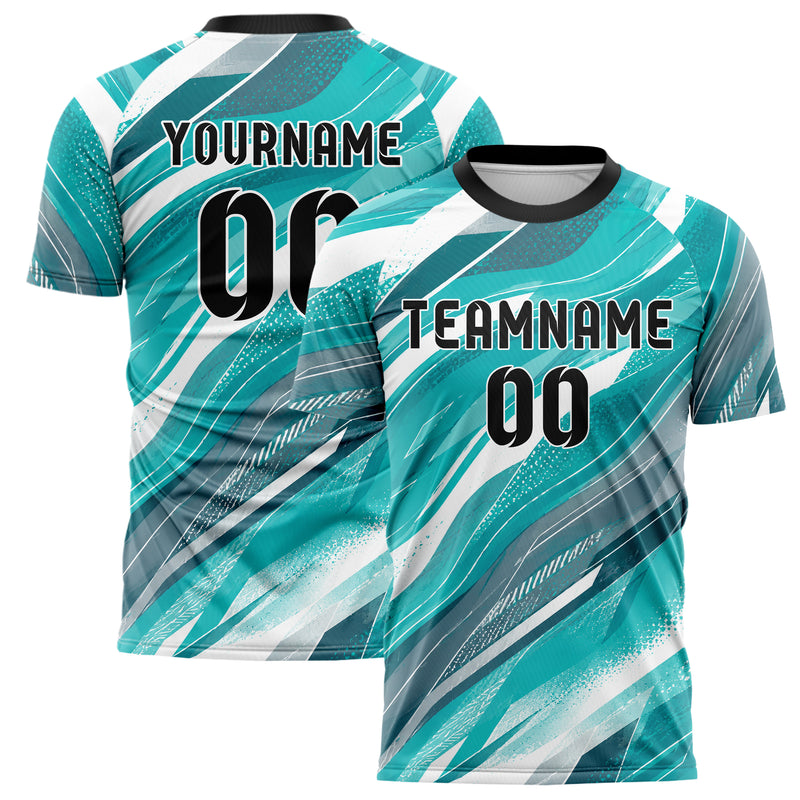 Aqua klassisches abstrakte Linien wavy Parallel Curves Design 12-0110 individuelles Fußballtrikot main