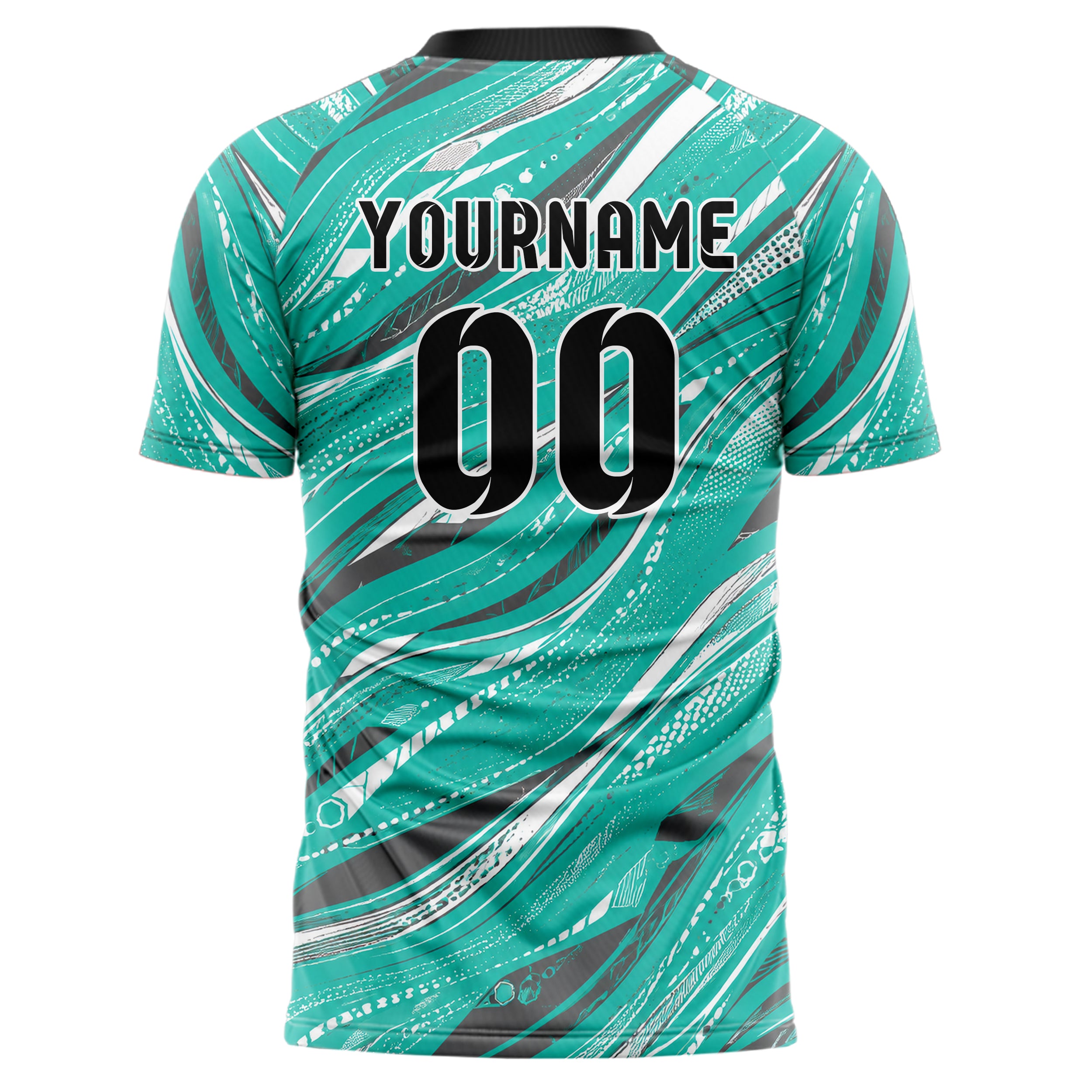 Aqua klassisches abstrakte Linien wavy Parallel Curves Design 12-0158 individuelles Fußballtrikot back