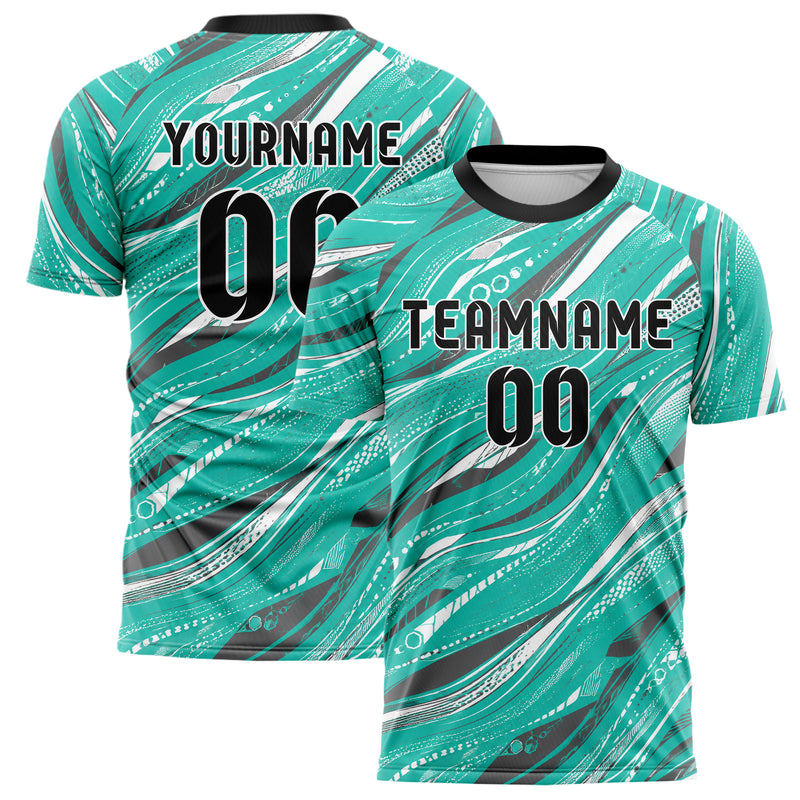 Aqua klassisches abstrakte Linien wavy Parallel Curves Design 12-0158 individuelles Fußballtrikot main