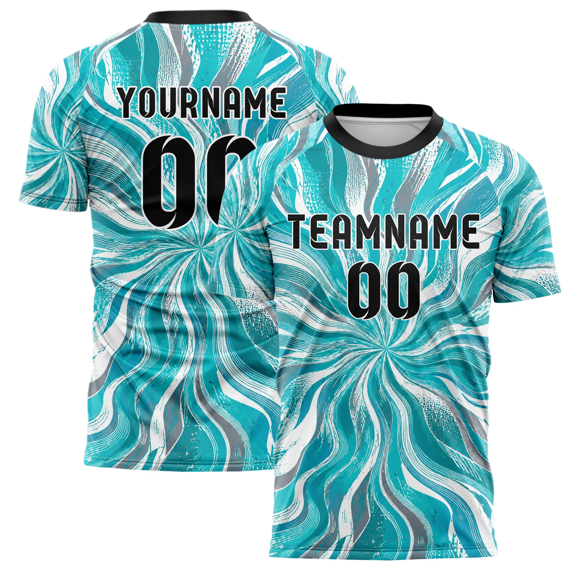 Aqua klassisches abstrakte Linien wavy Parallel Curves Design 12-0374 individuelles Fußballtrikot main
